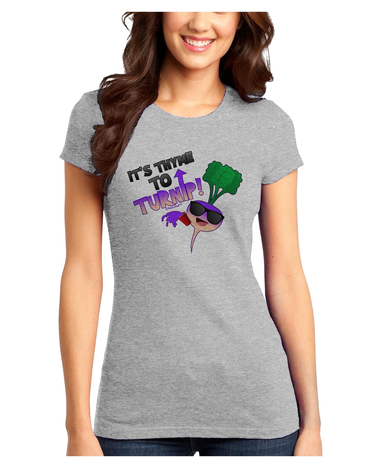 It's Thyme To Turnip Juniors Petite T-Shirt-T-Shirts Juniors Tops-TooLoud-Ash-Gray-Juniors Fitted X-Small-Davson Sales