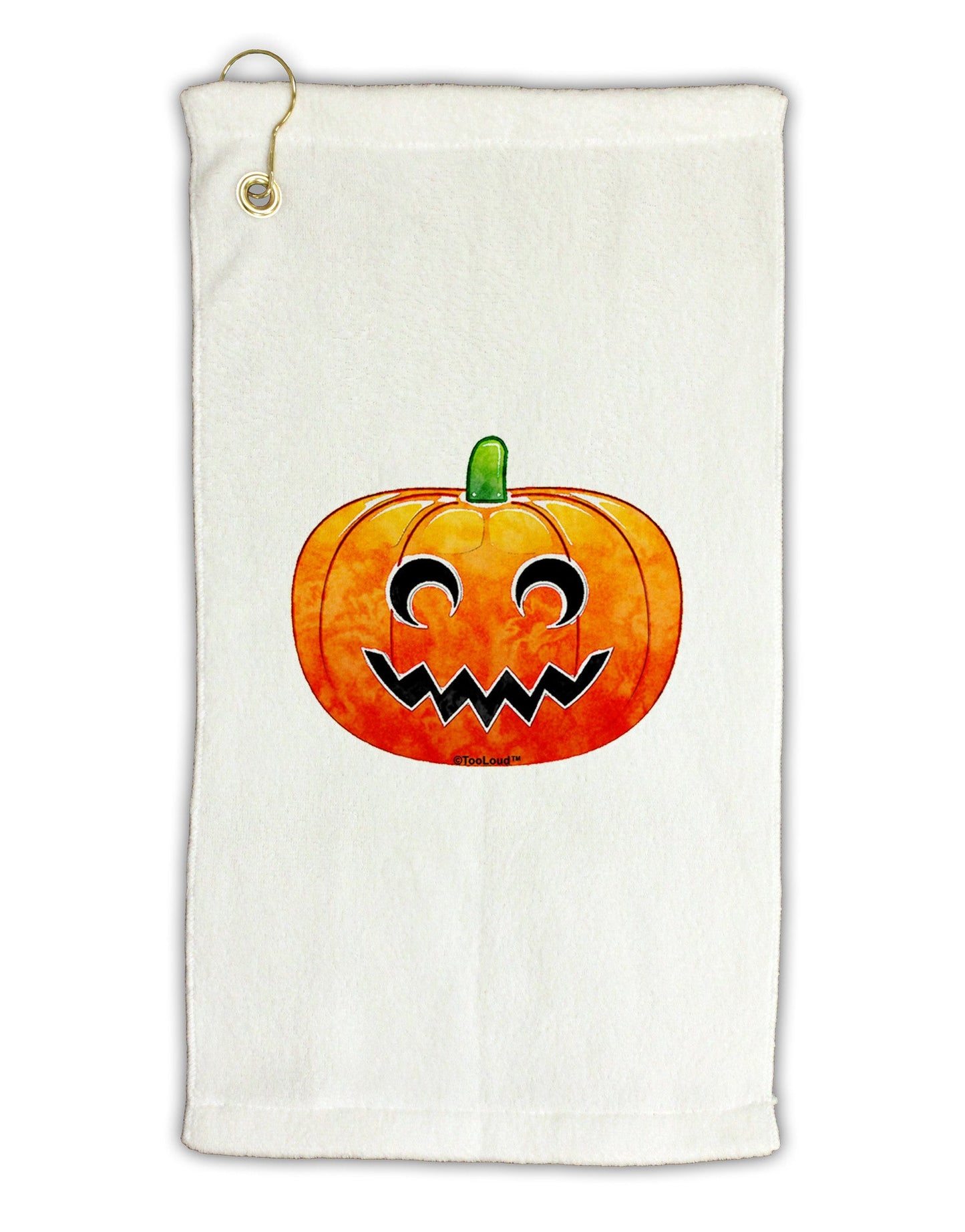Jack-O-Lantern Watercolor Micro Terry Gromet Golf Towel 11"x19-Golf Towel-TooLoud-White-Davson Sales