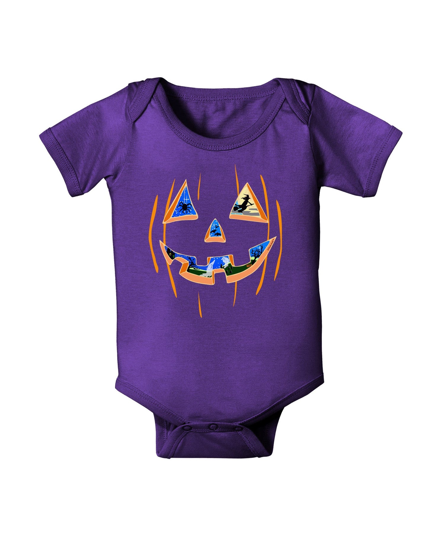 Jack O Lanterns Point of View Pumpkin Baby Romper Bodysuit Dark-Baby Romper-TooLoud-Purple-06-Months-Davson Sales