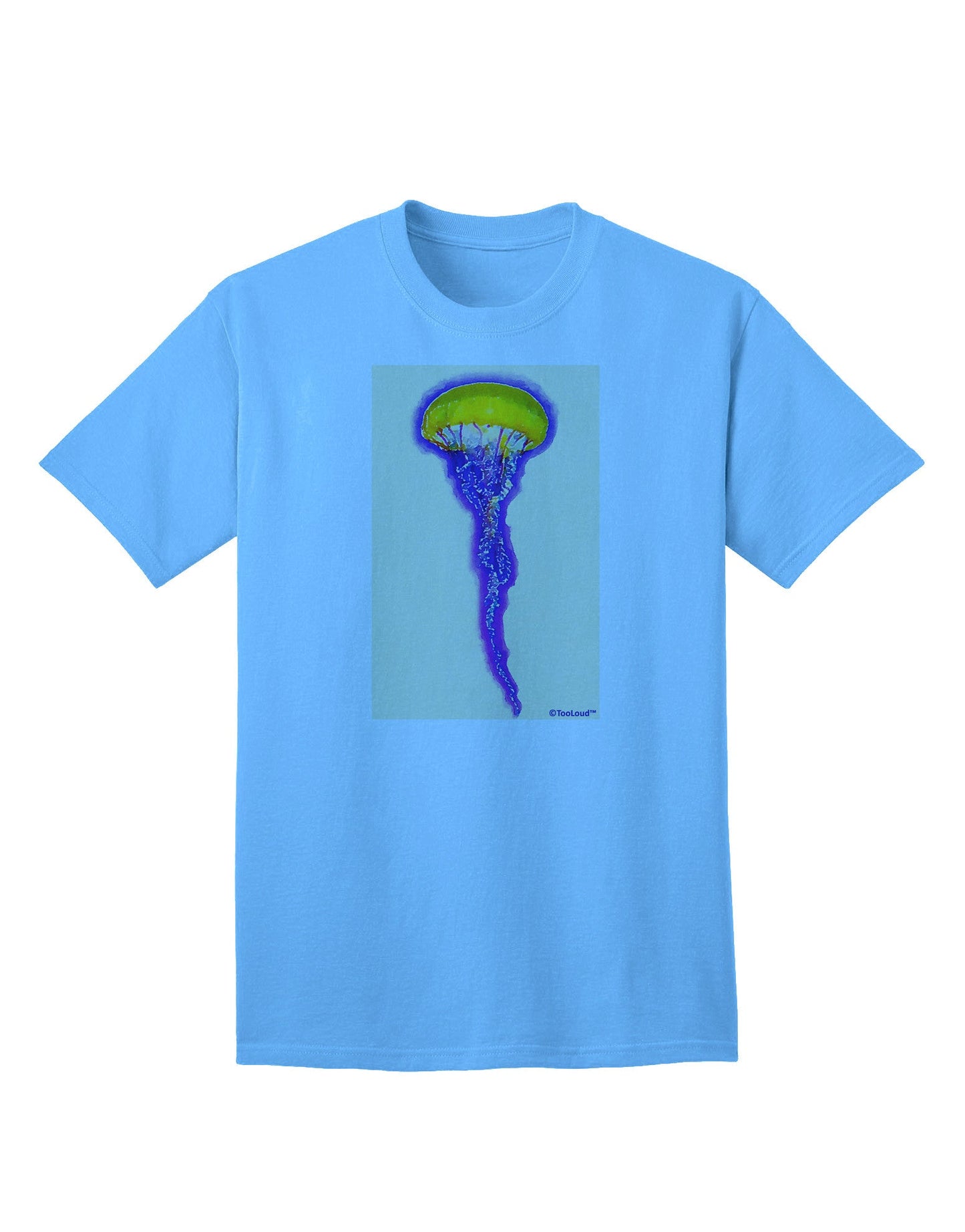Jellyfish Outlined in Purple Watercolor Adult T-Shirt-Mens T-Shirt-TooLoud-Aquatic-Blue-Small-Davson Sales