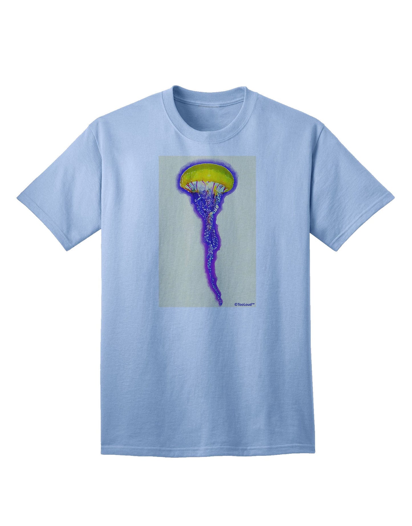 Jellyfish Outlined in Purple Watercolor Adult T-Shirt-Mens T-Shirt-TooLoud-Light-Blue-Small-Davson Sales