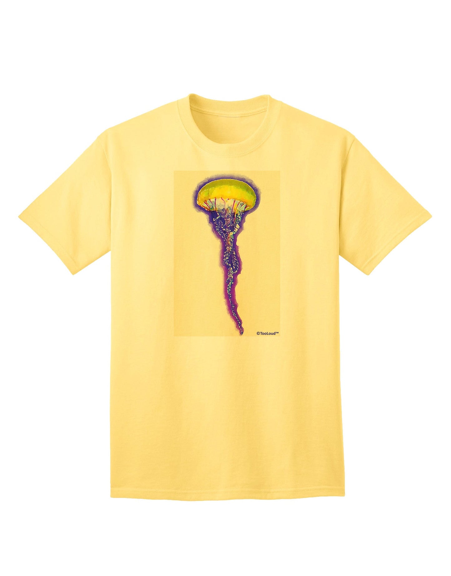Jellyfish Outlined in Purple Watercolor Adult T-Shirt-Mens T-Shirt-TooLoud-Yellow-Small-Davson Sales