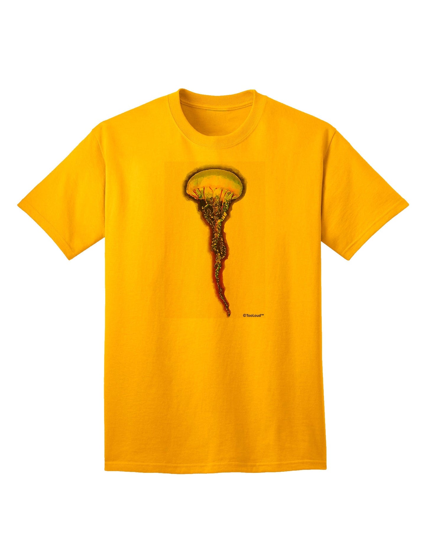 Jellyfish Outlined in Purple Watercolor Adult T-Shirt-Mens T-Shirt-TooLoud-Gold-Small-Davson Sales