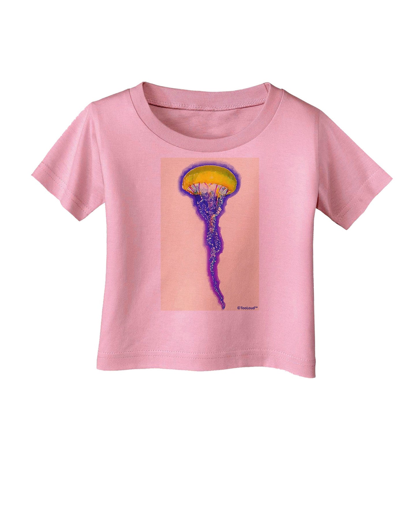 Jellyfish Outlined in Purple Watercolor Infant T-Shirt-Infant T-Shirt-TooLoud-Candy-Pink-06-Months-Davson Sales