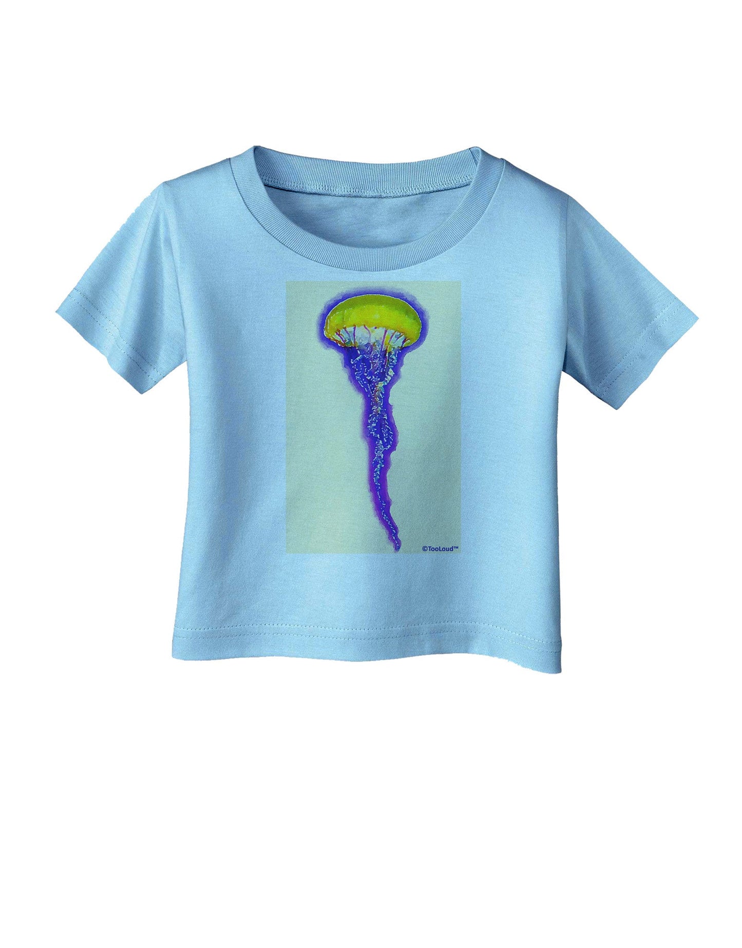 Jellyfish Outlined in Purple Watercolor Infant T-Shirt-Infant T-Shirt-TooLoud-Aquatic-Blue-06-Months-Davson Sales