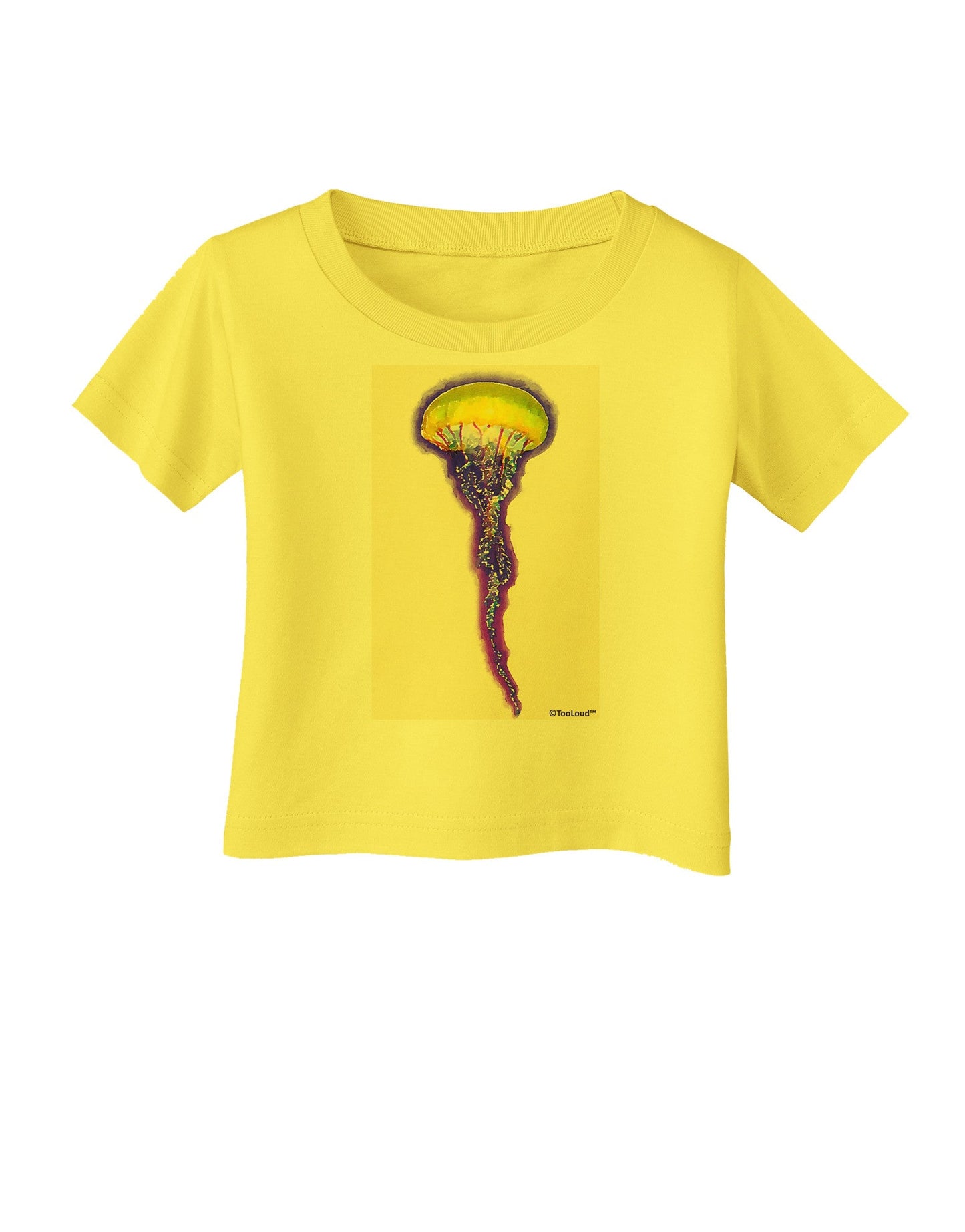 Jellyfish Outlined in Purple Watercolor Infant T-Shirt-Infant T-Shirt-TooLoud-Yellow-06-Months-Davson Sales