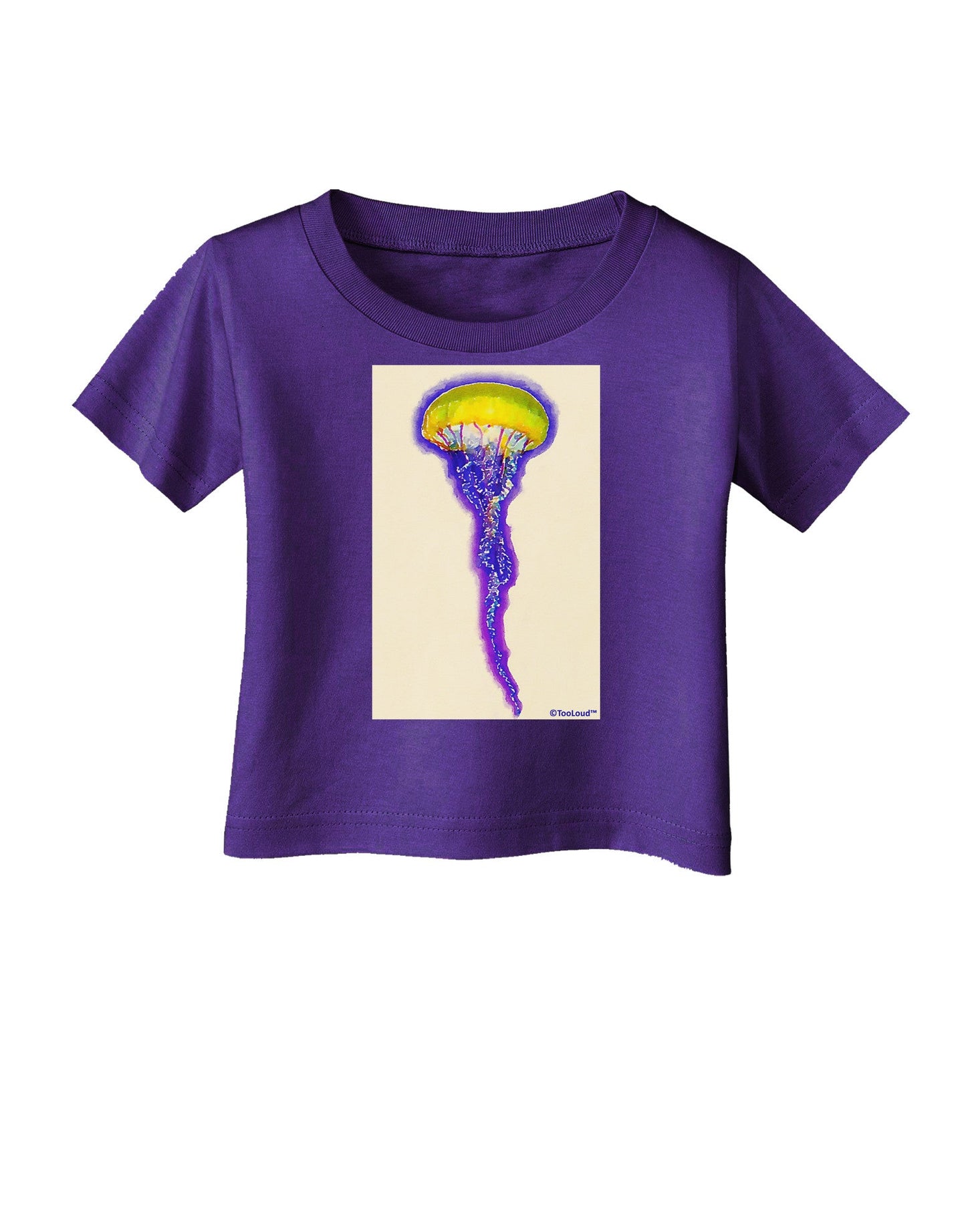 Jellyfish Outlined in Purple Watercolor Infant T-Shirt Dark-Infant T-Shirt-TooLoud-Purple-06-Months-Davson Sales