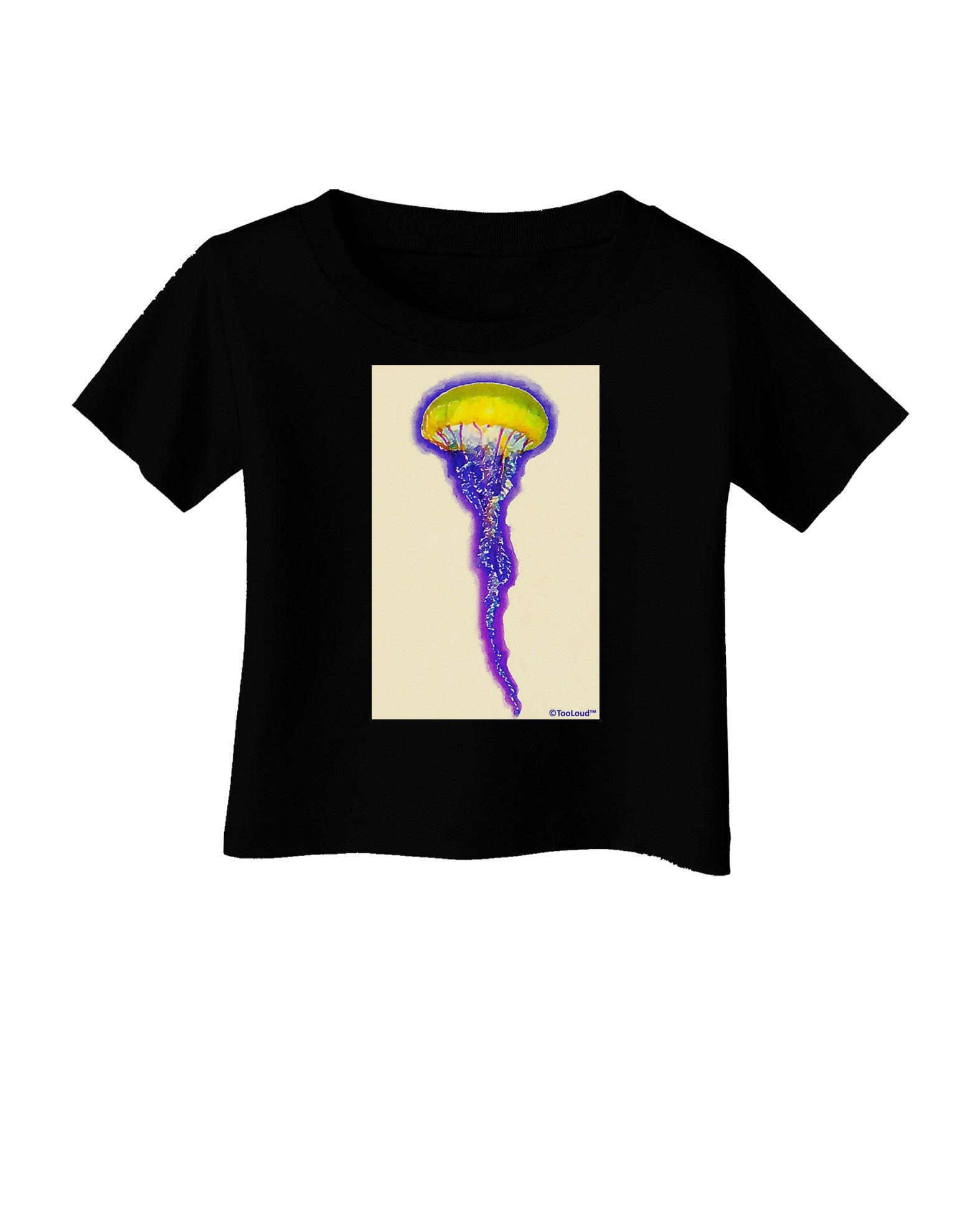 Jellyfish Outlined in Purple Watercolor Infant T-Shirt Dark-Infant T-Shirt-TooLoud-Black-06-Months-Davson Sales