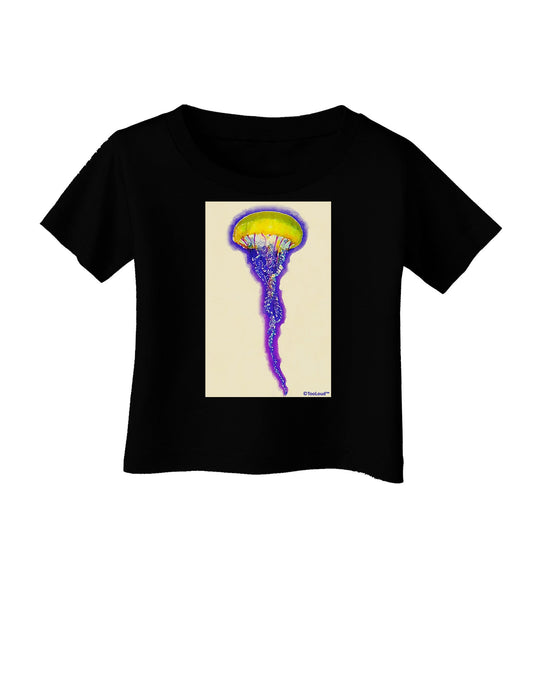 Jellyfish Outlined in Purple Watercolor Infant T-Shirt Dark-Infant T-Shirt-TooLoud-Black-06-Months-Davson Sales
