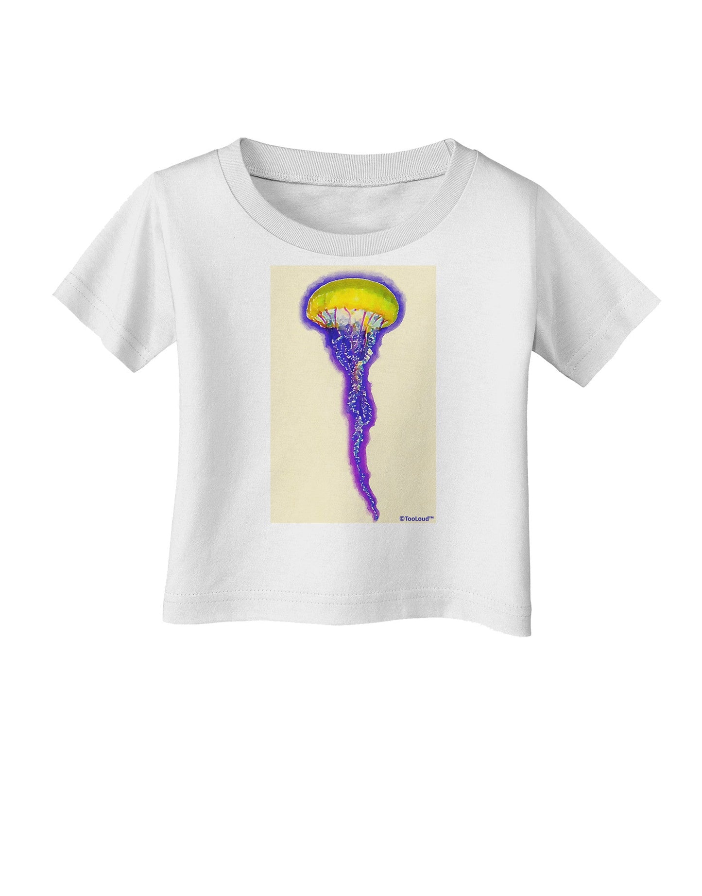 Jellyfish Outlined in Purple Watercolor Infant T-Shirt-Infant T-Shirt-TooLoud-White-06-Months-Davson Sales