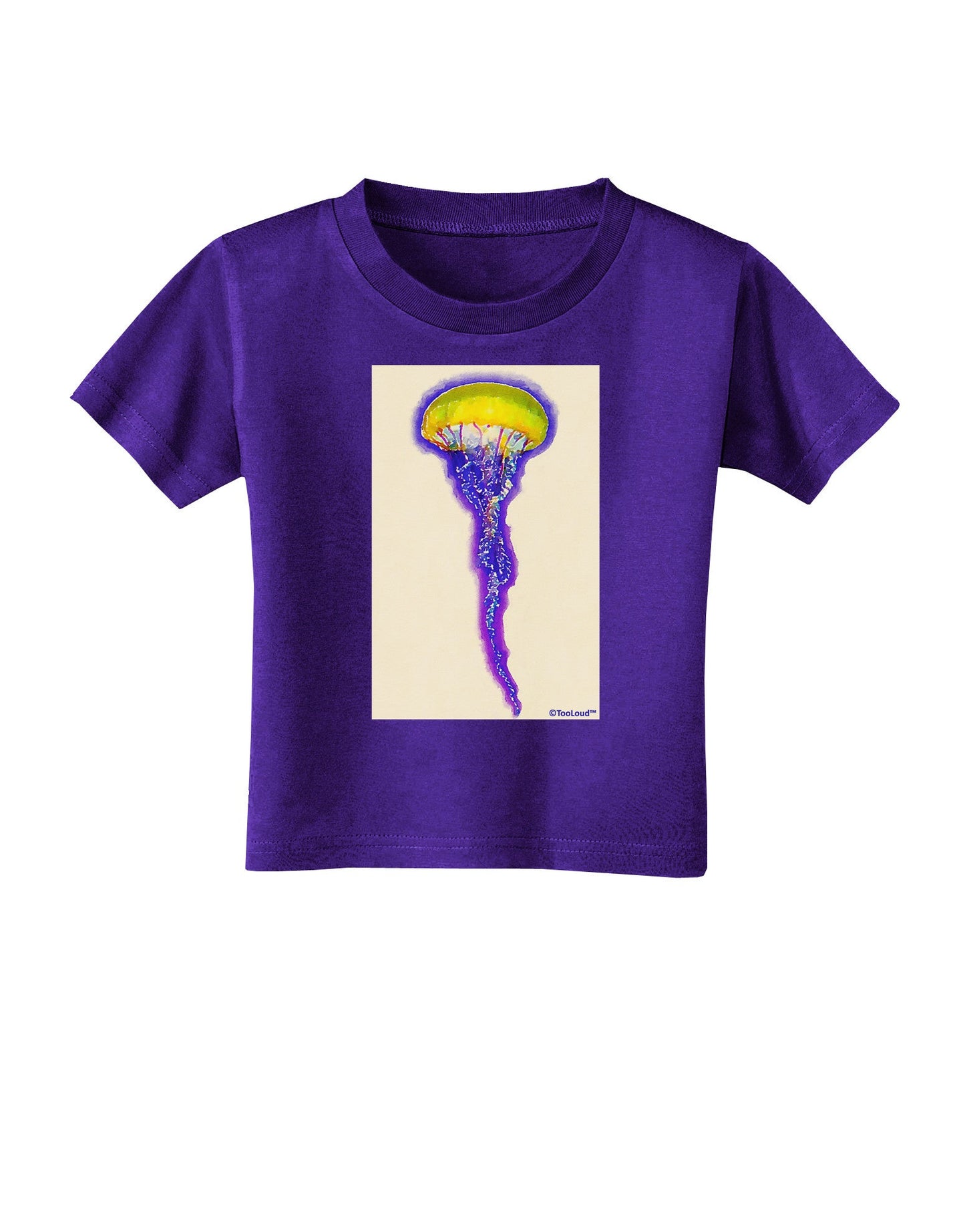 Jellyfish Outlined in Purple Watercolor Toddler T-Shirt Dark-Toddler T-Shirt-TooLoud-Purple-2T-Davson Sales