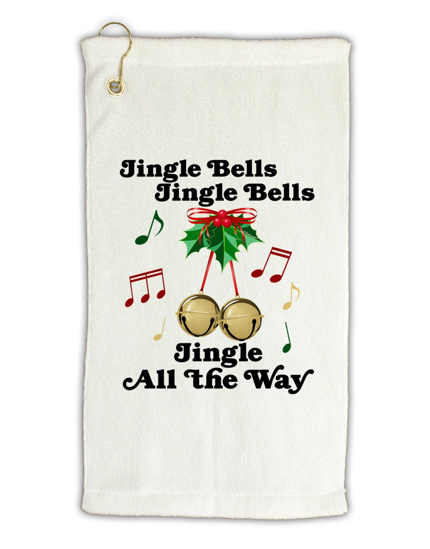 Jingle Bells All the way Micro Terry Gromet Golf Towel 11"x19-Golf Towel-TooLoud-White-Davson Sales