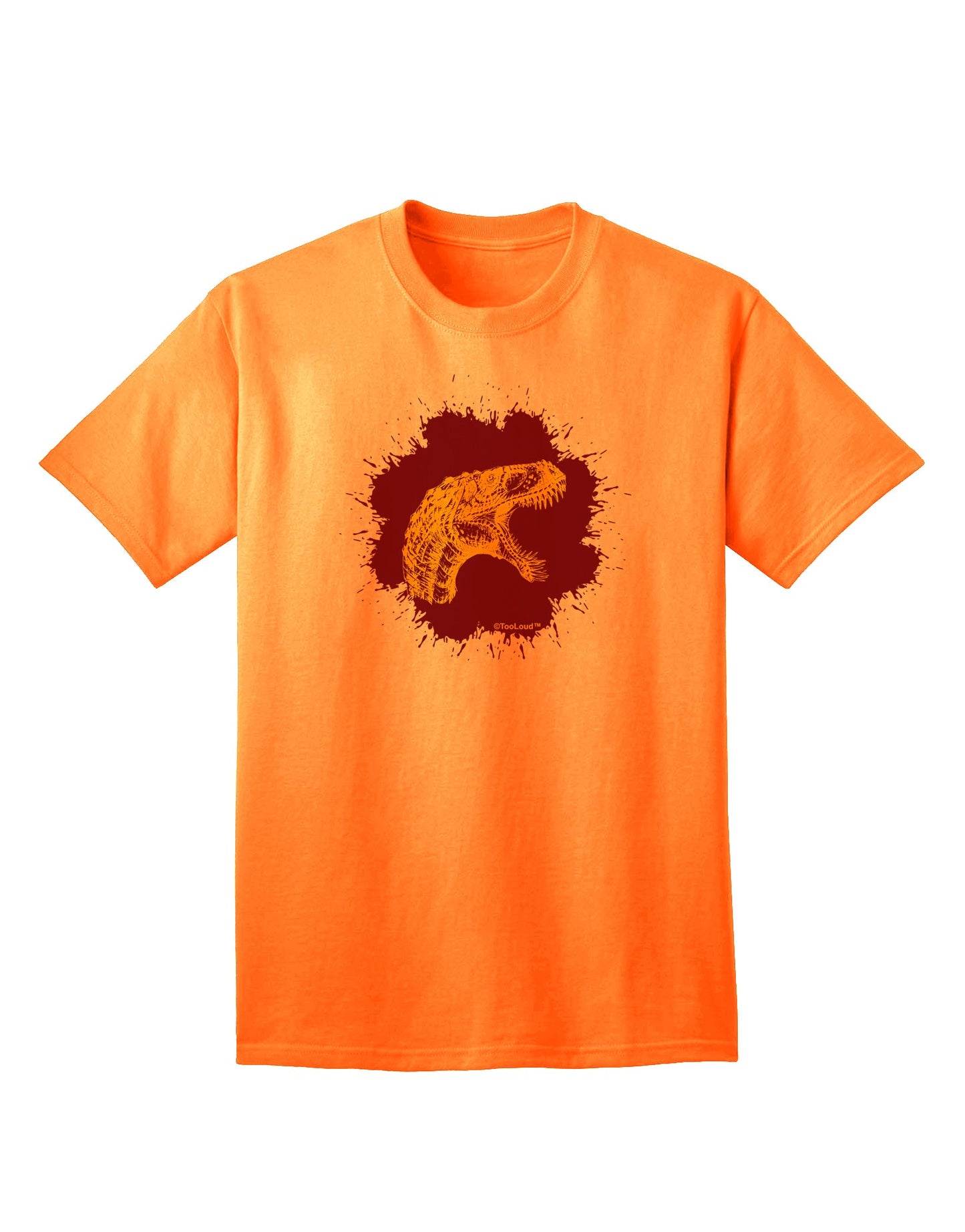 Jurassic Dinosaur Face Blood Splatter Adult T-Shirt - A Captivating Addition to Your Wardrobe by TooLoud-Mens T-shirts-TooLoud-Neon-Orange-Small-Davson Sales