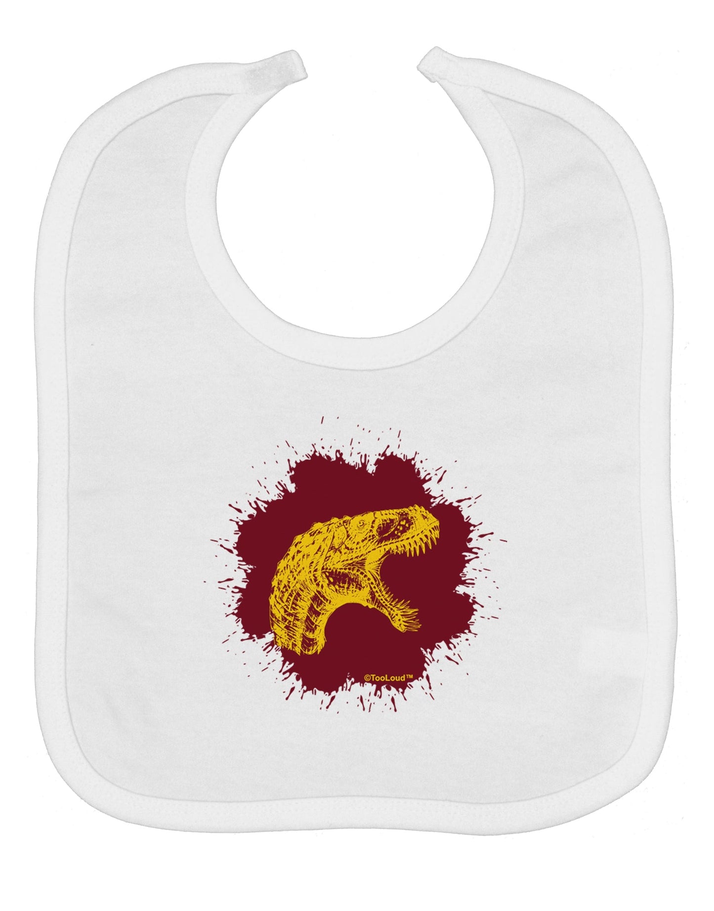 Jurassic Dinosaur Face Blood Splatter Baby Bib by TooLoud