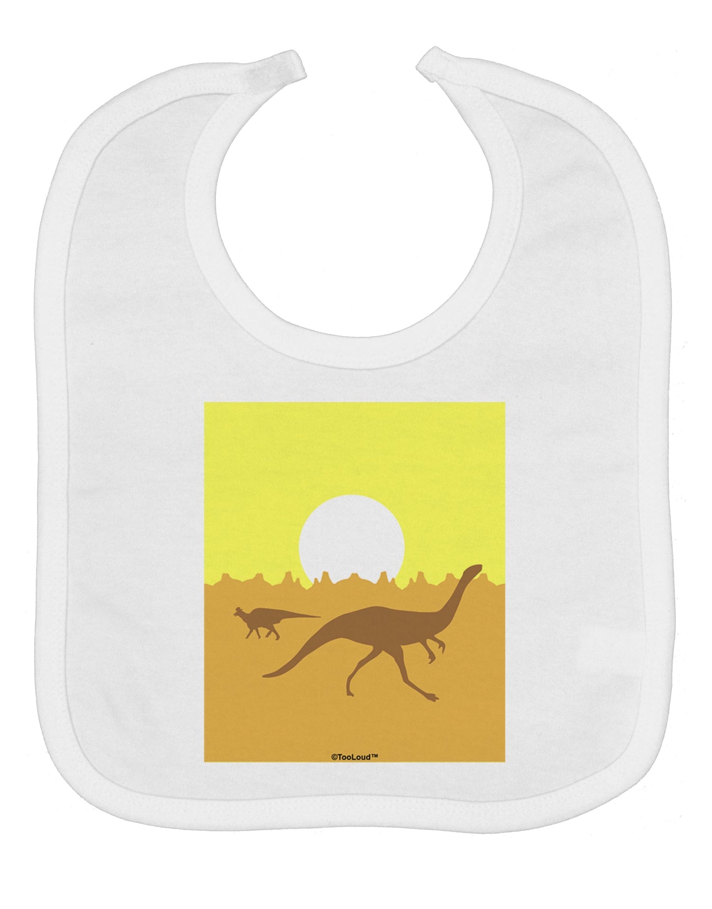 Jurassic Dinosaur Sunrise Baby Bib by TooLoud