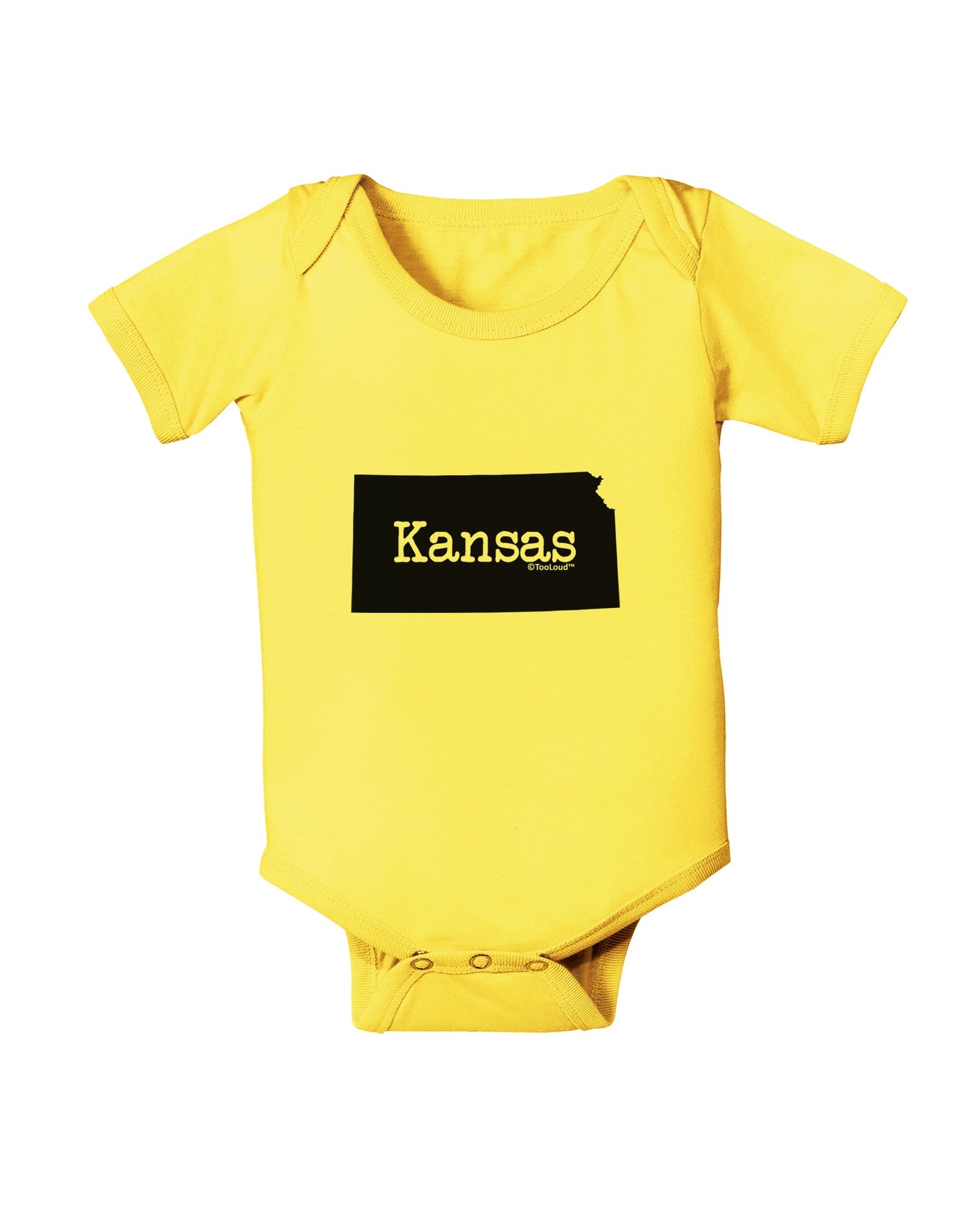 Kansas - United States Shape Baby Romper Bodysuit by TooLoud-Baby Romper-TooLoud-Yellow-06-Months-Davson Sales