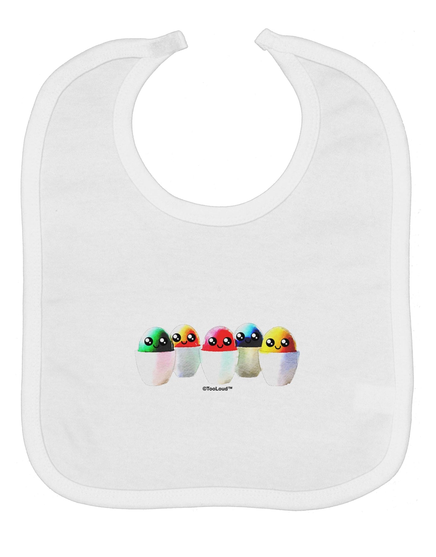 Kawaii Easter Eggs - No Text Baby Bib by TooLoud