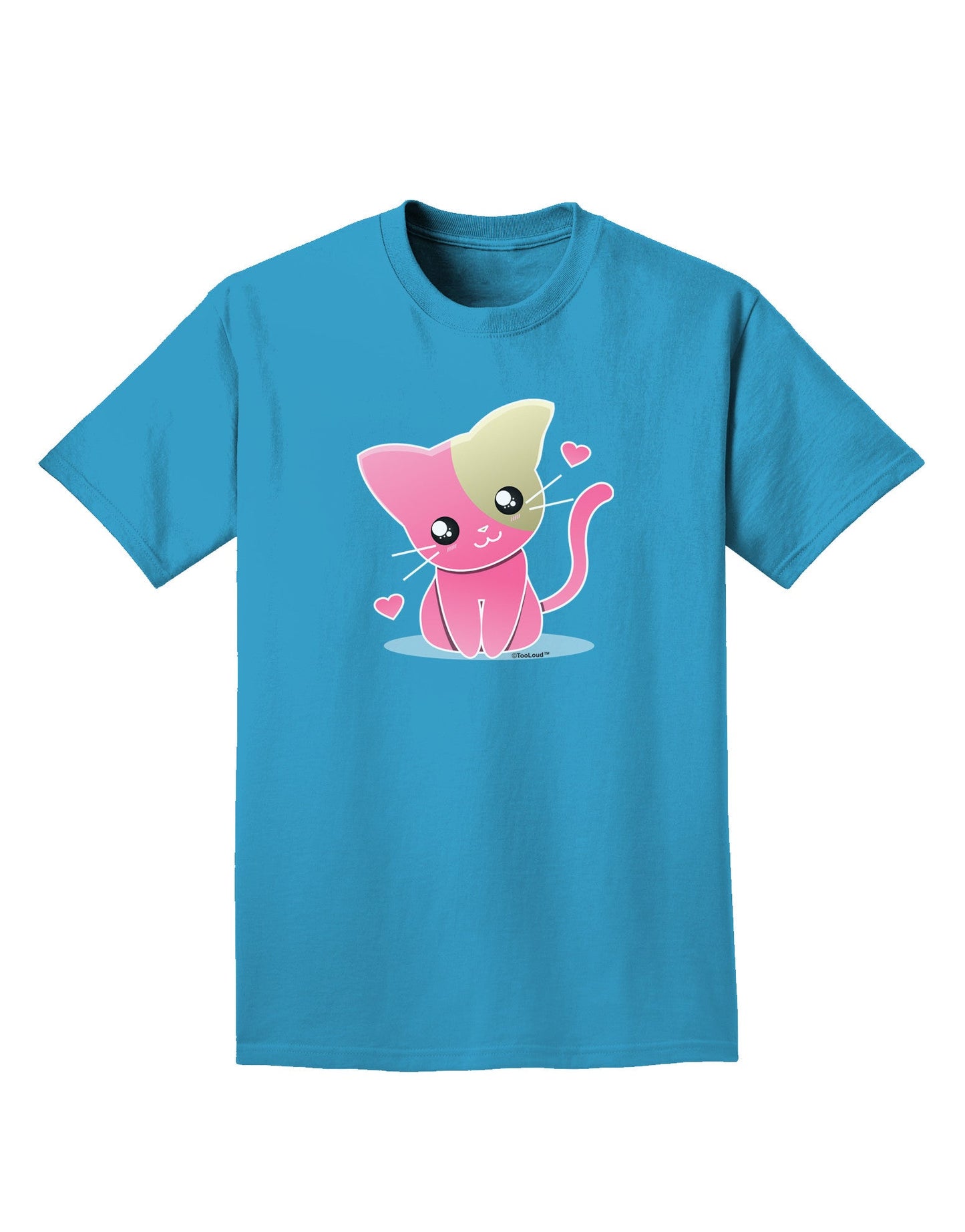 Kawaii Kitty Adult Dark T-Shirt-Mens T-Shirt-TooLoud-Turquoise-Small-Davson Sales
