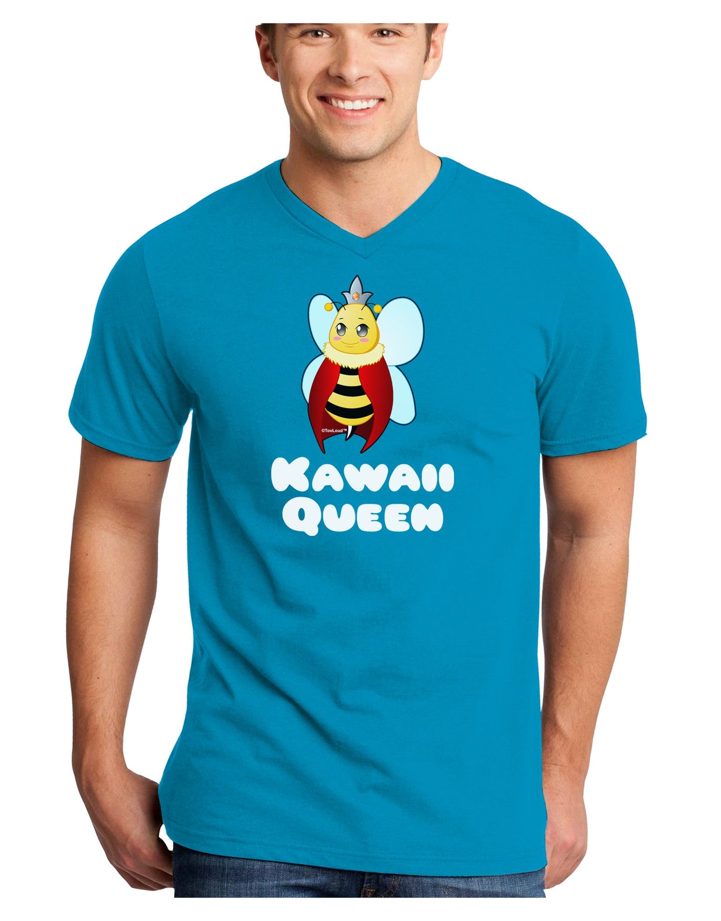 Kawaii Queen Queen Bee Adult Dark V-Neck T-Shirt-TooLoud-Turquoise-Small-Davson Sales
