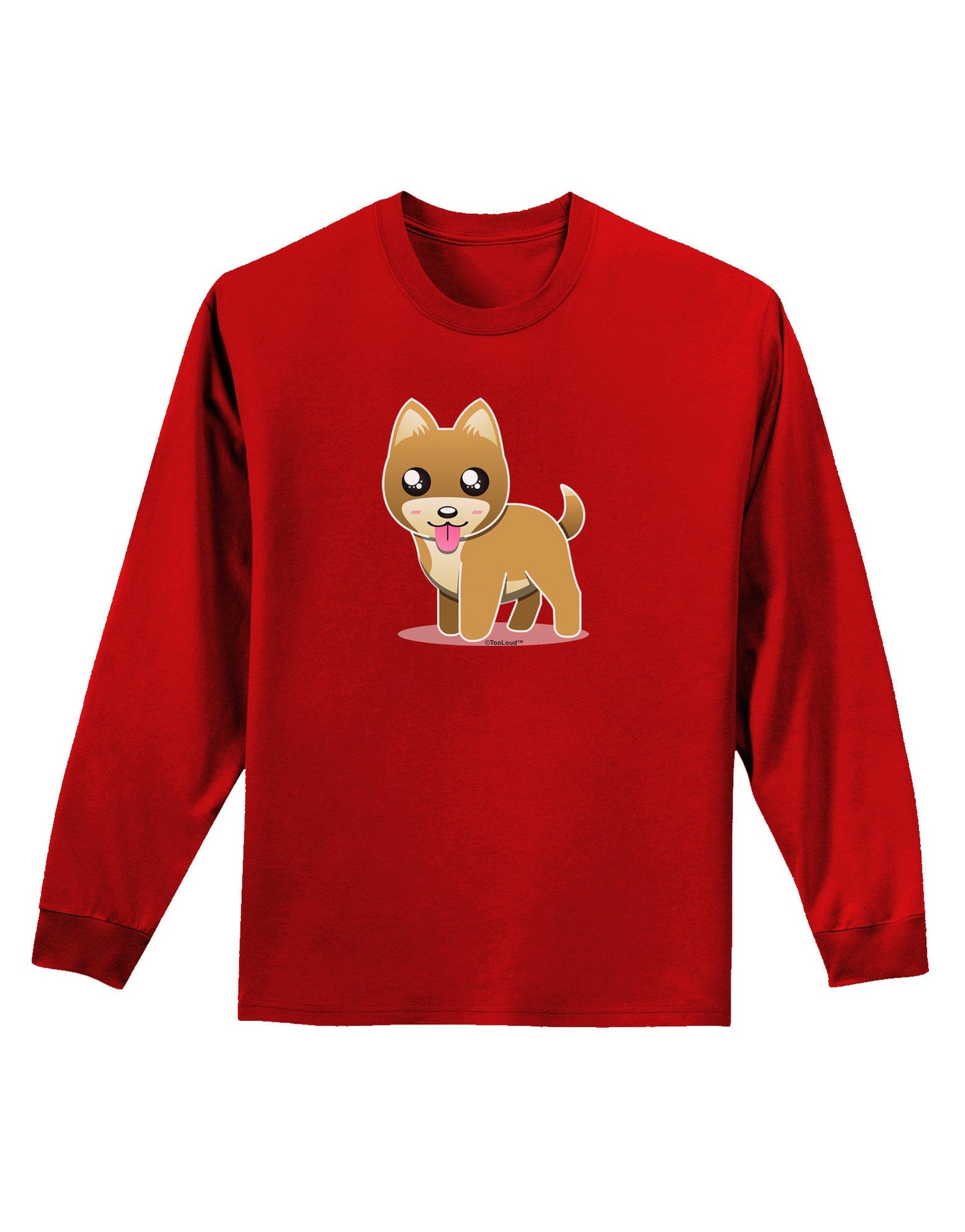 Kawaii Standing Puppy Adult Long Sleeve Dark T-Shirt-TooLoud-Red-Small-Davson Sales