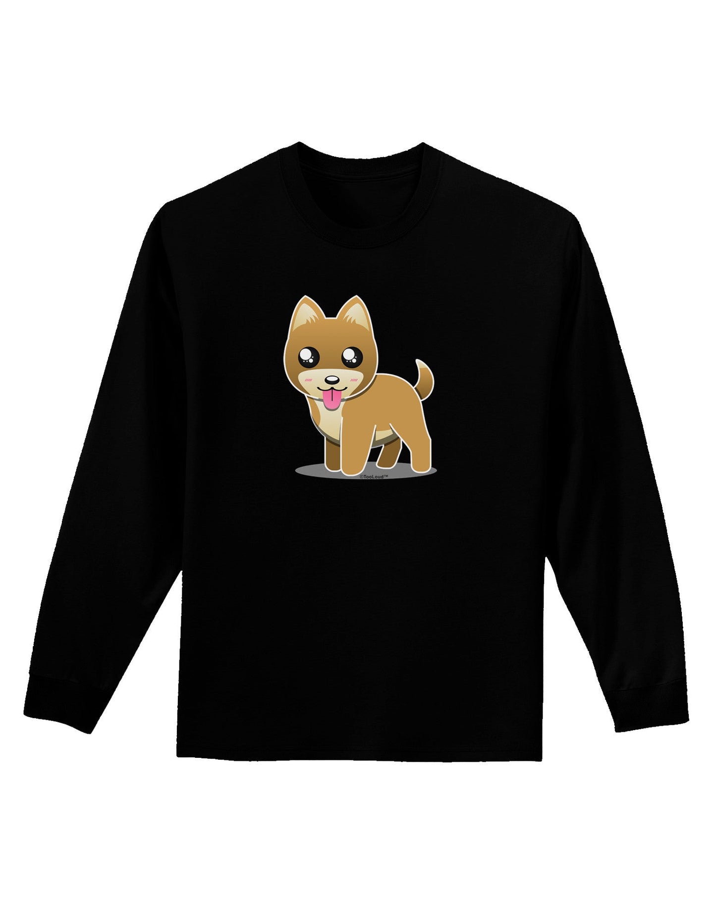 Kawaii Standing Puppy Adult Long Sleeve Dark T-Shirt-TooLoud-Black-Small-Davson Sales