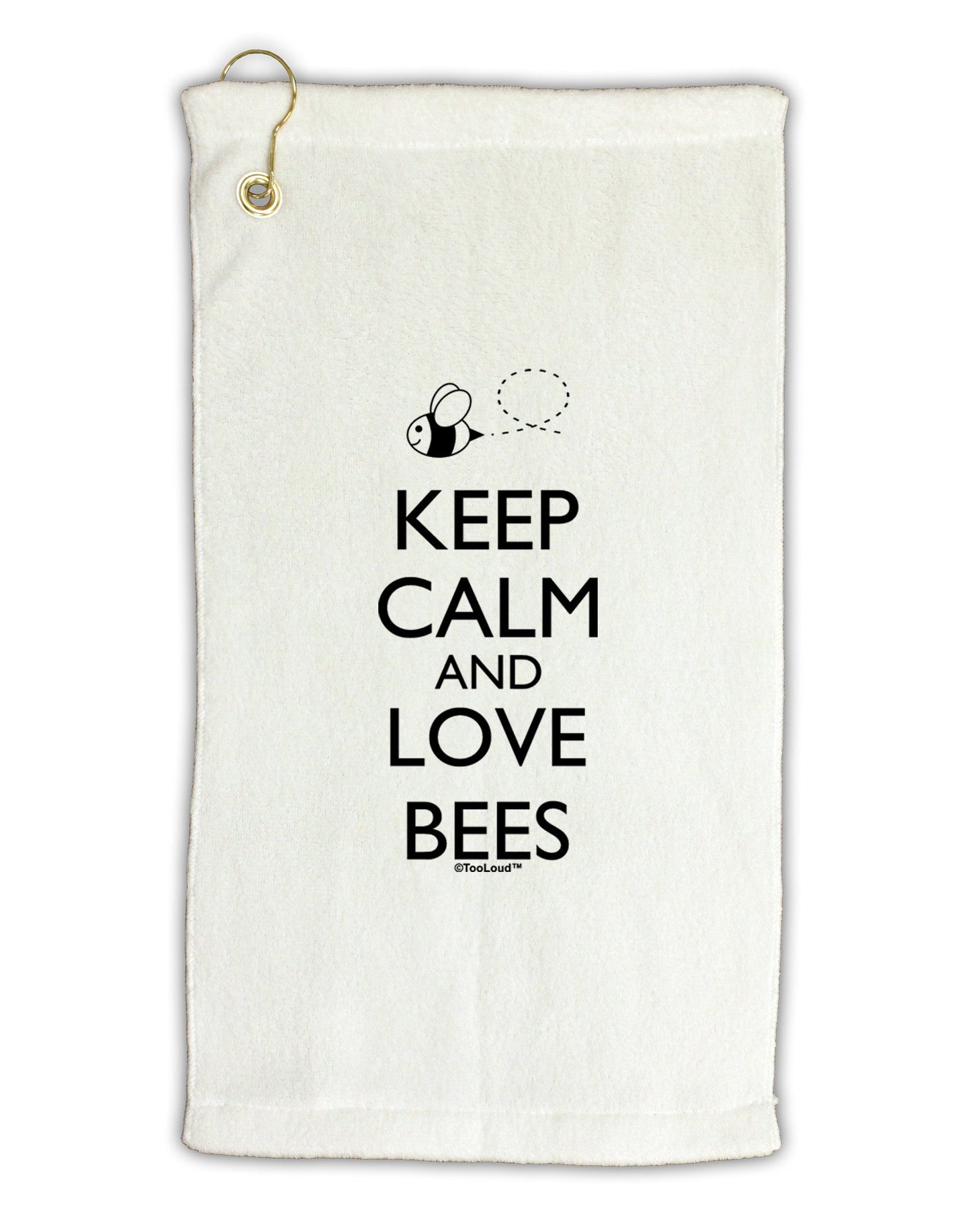 Keep Calm and Love Bees Micro Terry Gromet Golf Towel 11"x19-Golf Towel-TooLoud-White-Davson Sales