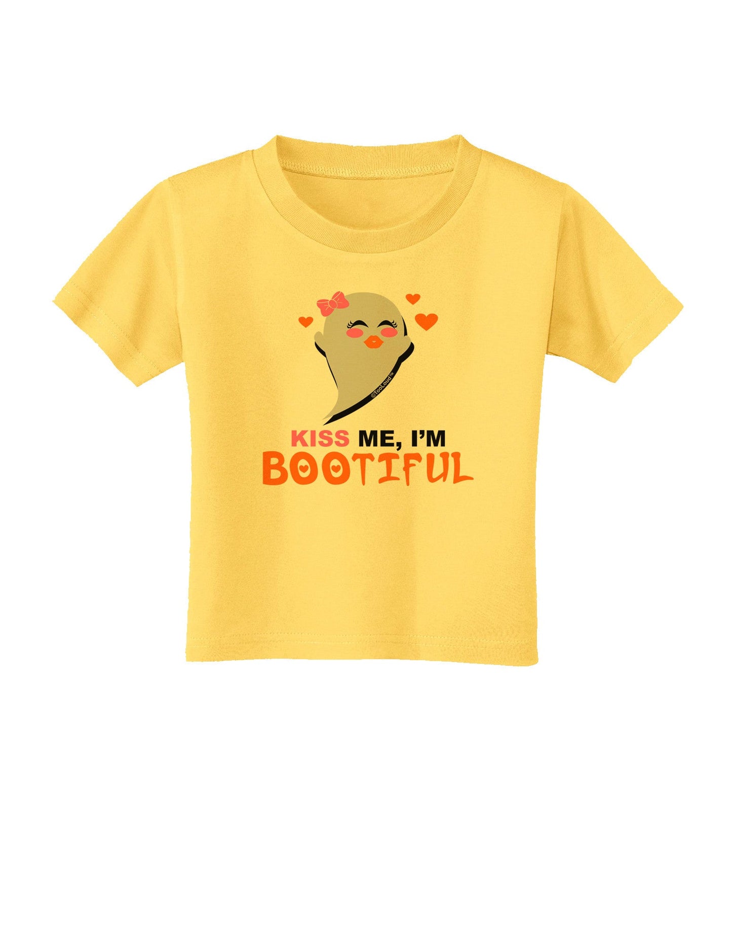 Kiss Me BOOtiful Ghost Orange Toddler T-Shirt-Toddler T-Shirt-TooLoud-Yellow-2T-Davson Sales