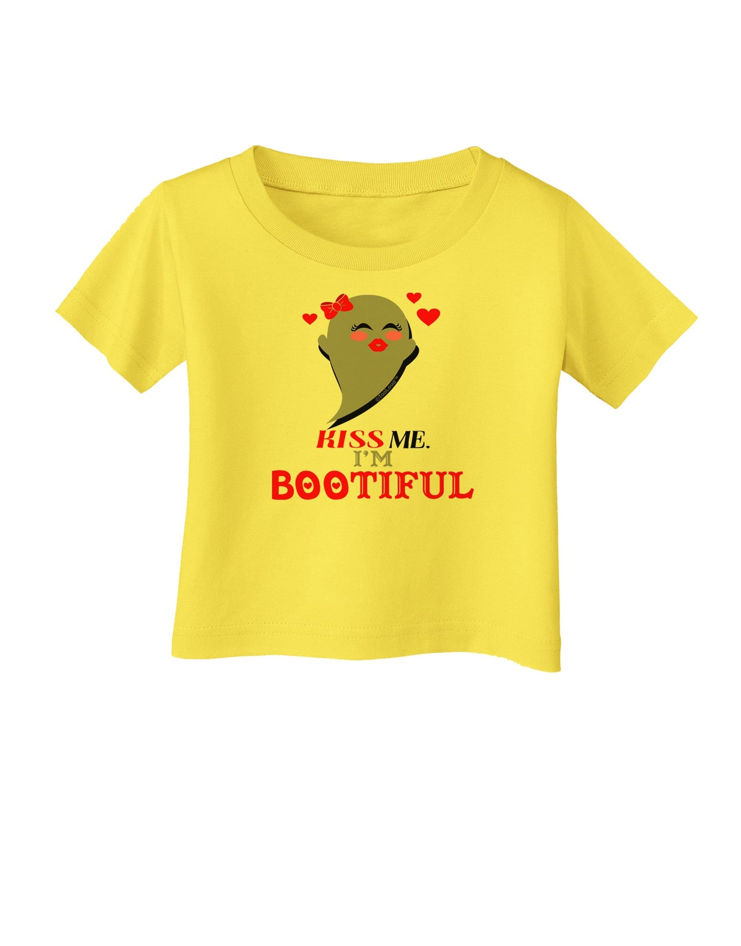 Kiss Me BOOtiful Ghost Red Infant T-Shirt-Infant T-Shirt-TooLoud-Yellow-06-Months-Davson Sales