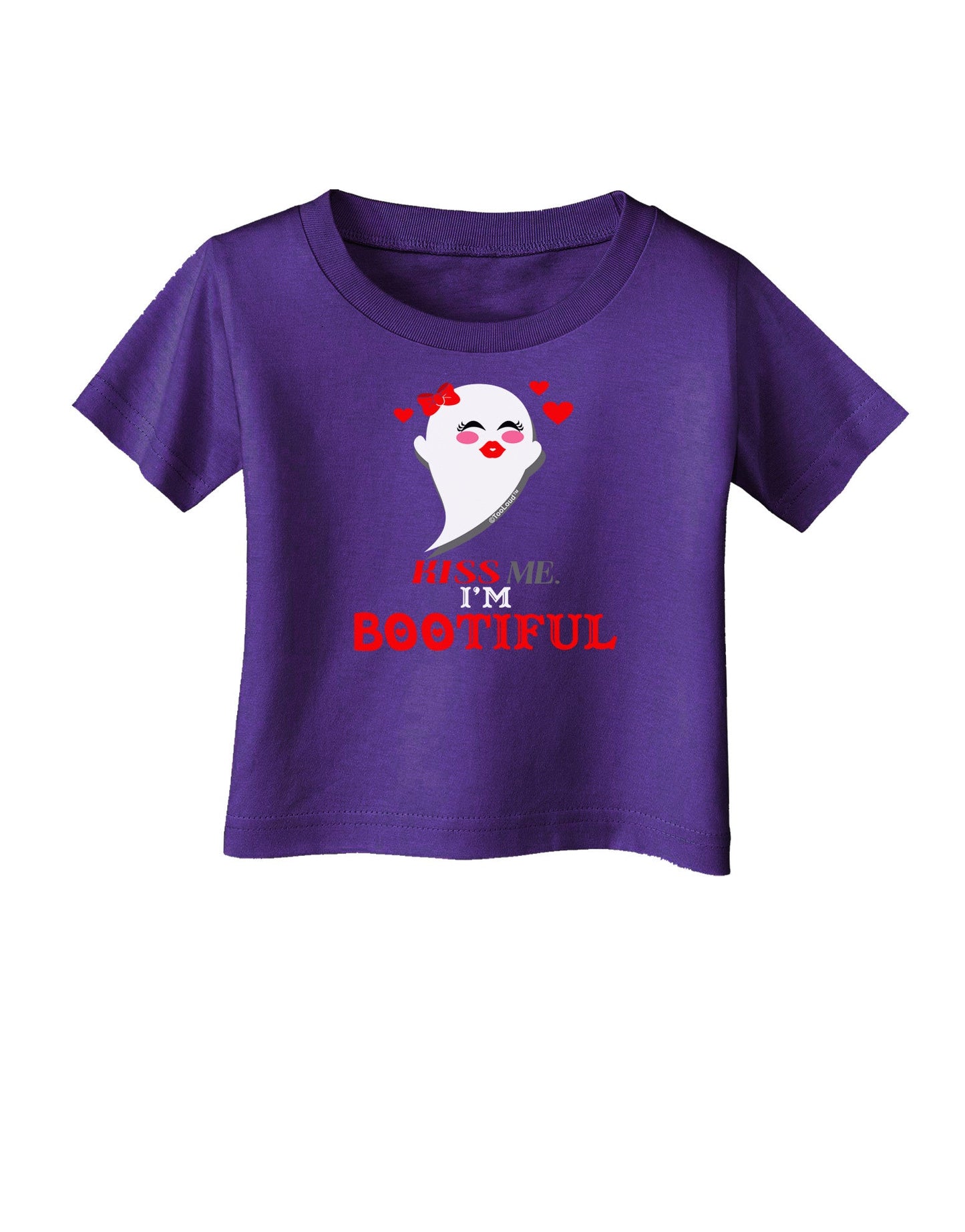 Kiss Me BOOtiful Ghost Red Infant T-Shirt Dark-Infant T-Shirt-TooLoud-Purple-06-Months-Davson Sales