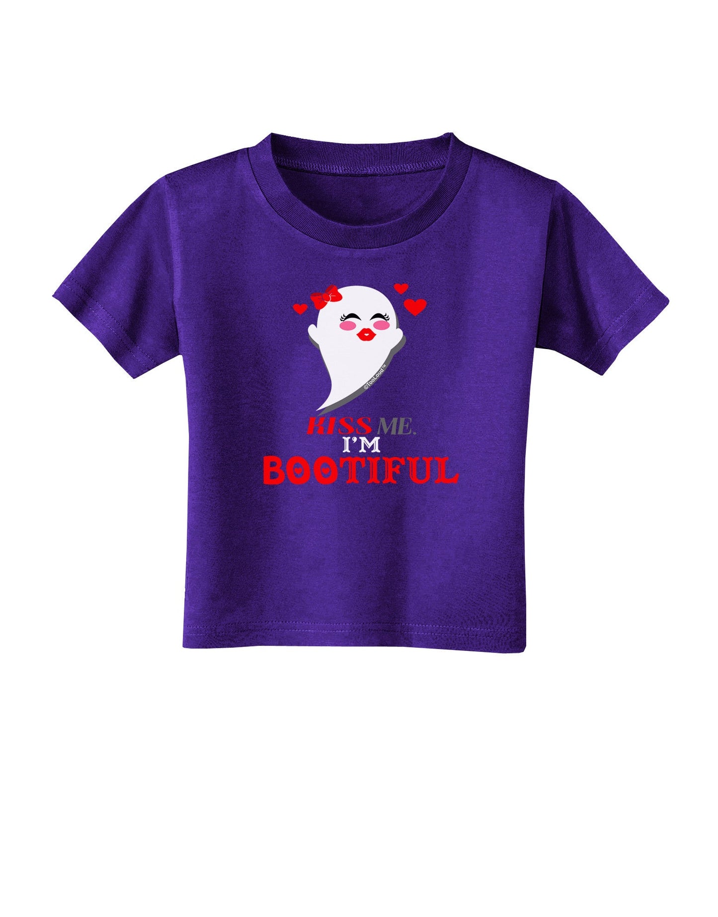 Kiss Me BOOtiful Ghost Red Toddler T-Shirt Dark-Toddler T-Shirt-TooLoud-Purple-2T-Davson Sales