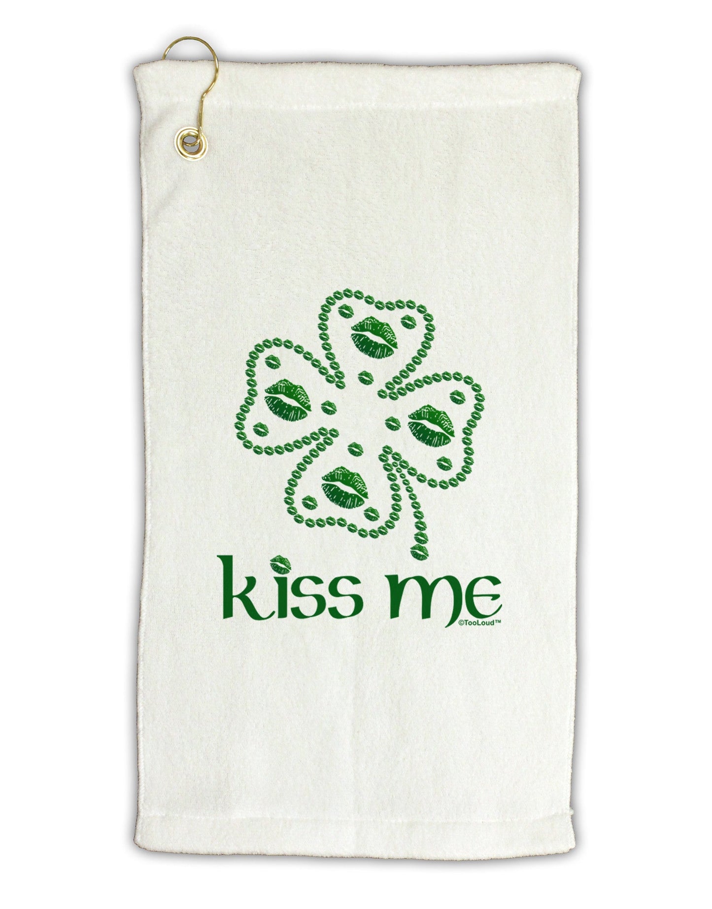 Kiss Me Clover Micro Terry Gromet Golf Towel 11"x19-Golf Towel-TooLoud-White-Davson Sales