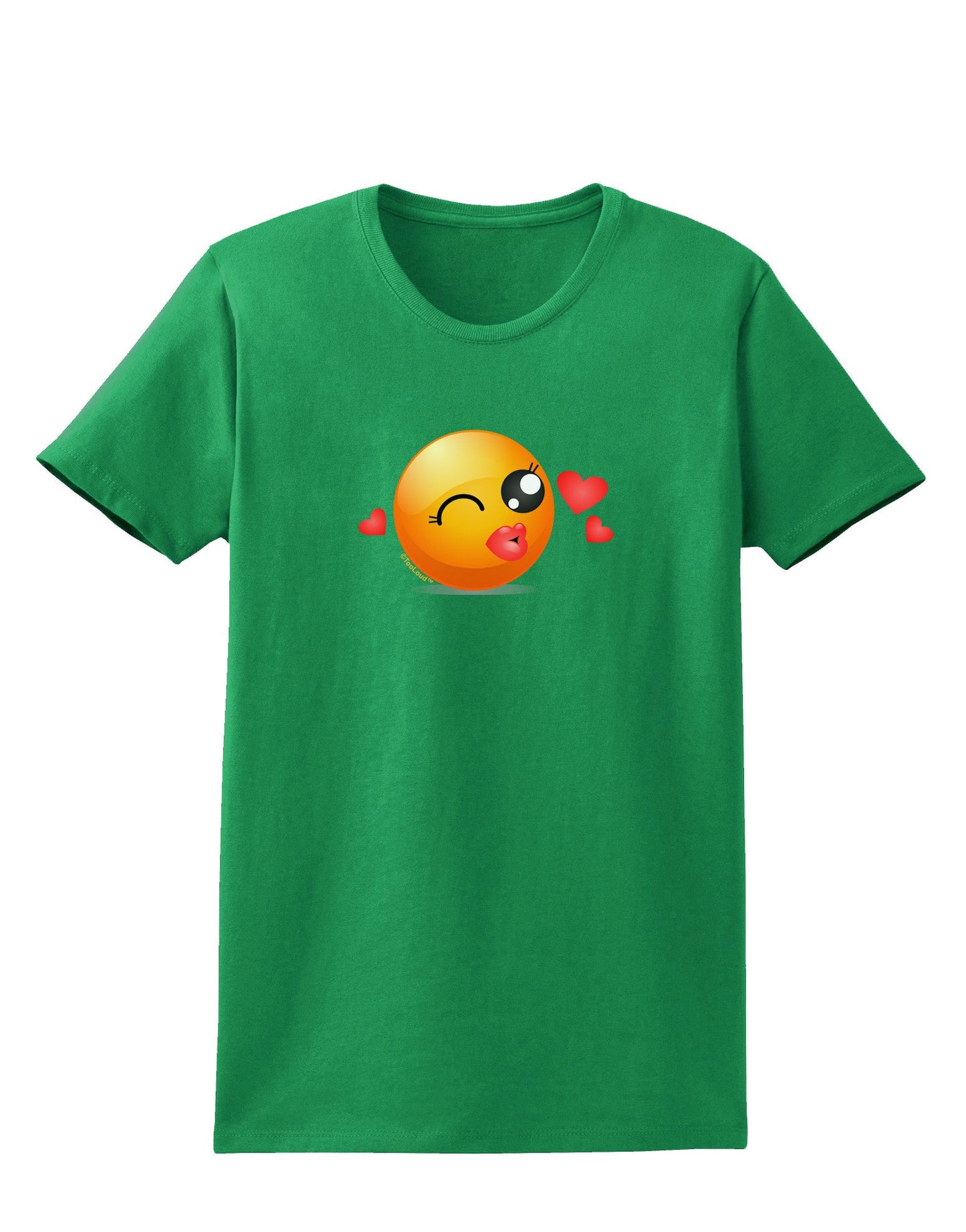 Kissy Face Emoji Girl Womens Dark T-Shirt-Womens T-Shirt-TooLoud-Kelly-Green-X-Small-Davson Sales