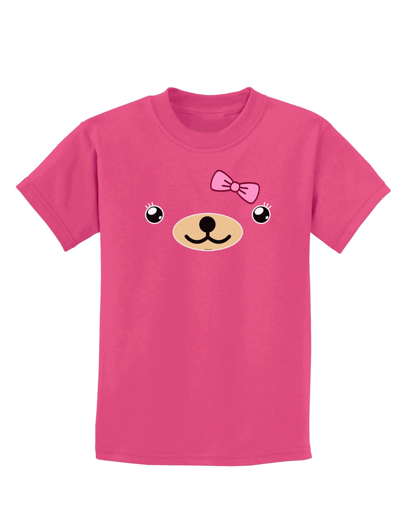 Kyu-T Face - Beartholomea Cute Girl Bear Childrens Dark T-Shirt-Childrens T-Shirt-TooLoud-Sangria-X-Small-Davson Sales