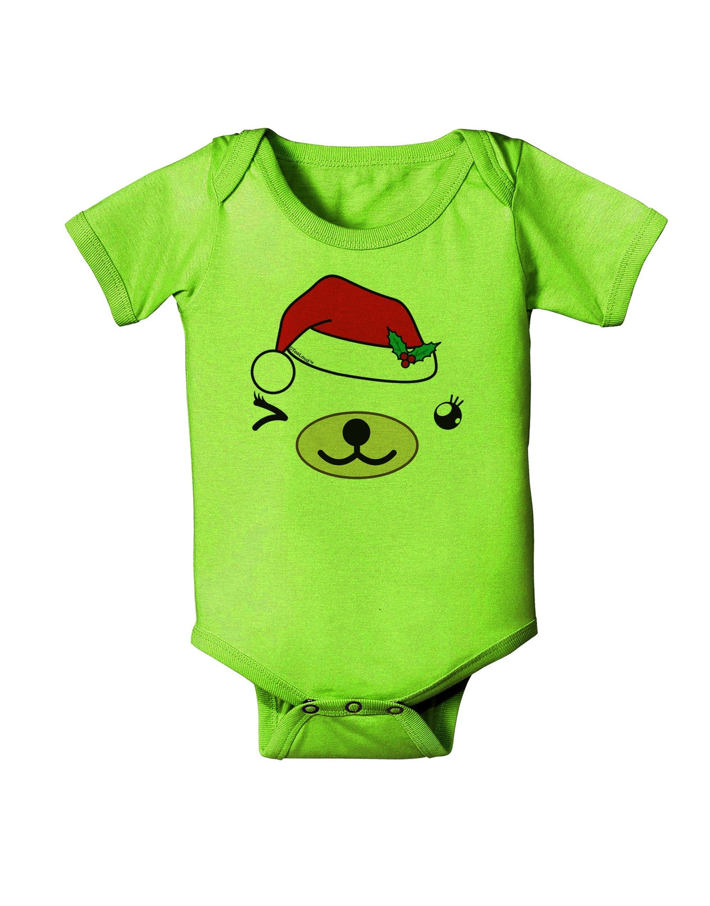 Kyu-T Face Beartholomea Santa Girl Bear Baby Romper Bodysuit-Baby Romper-TooLoud-Lime-Green-06-Months-Davson Sales
