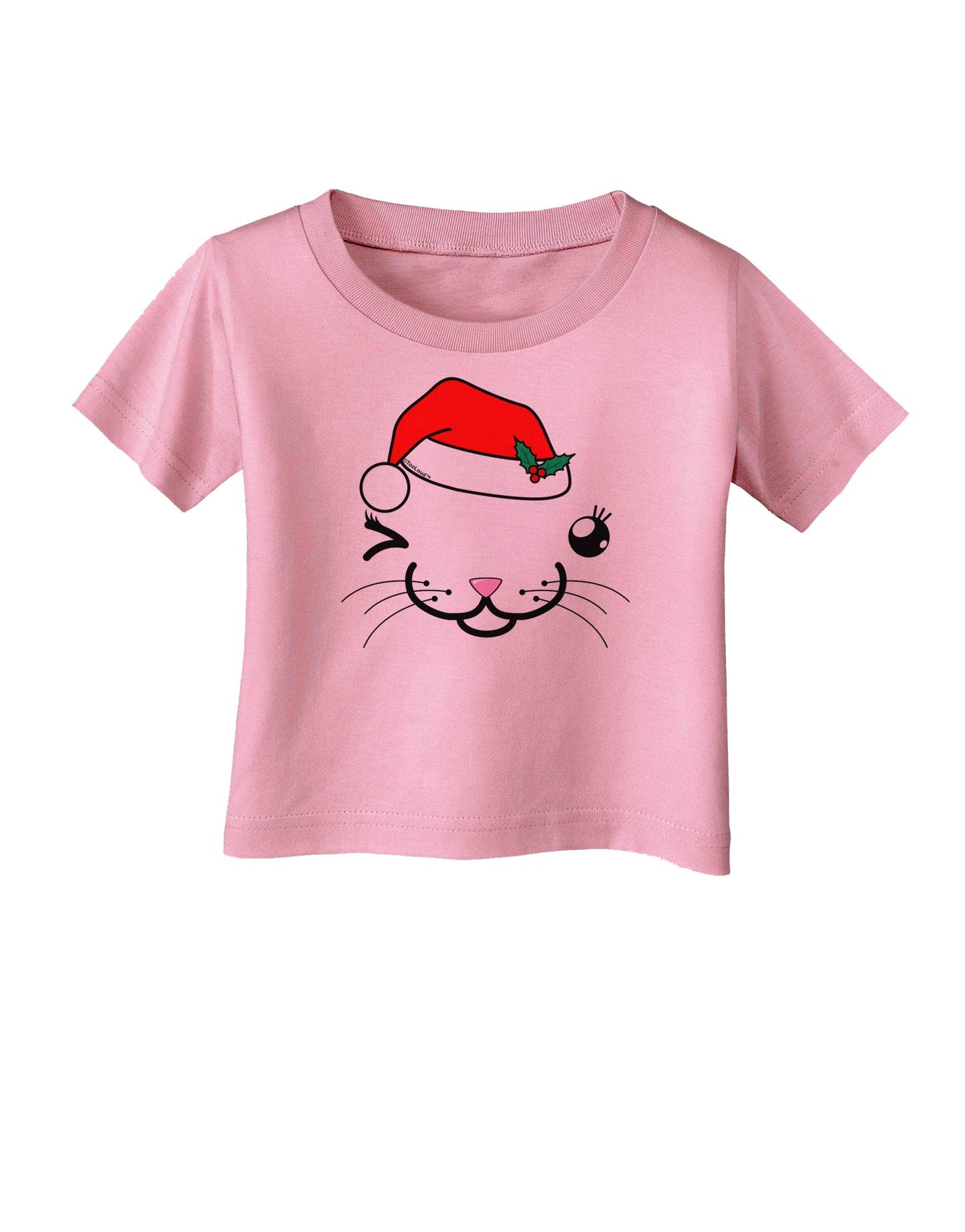 Kyu-T Face Kattia Santa Hat Girl Cat Infant T-Shirt-Infant T-Shirt-TooLoud-Candy-Pink-06-Months-Davson Sales