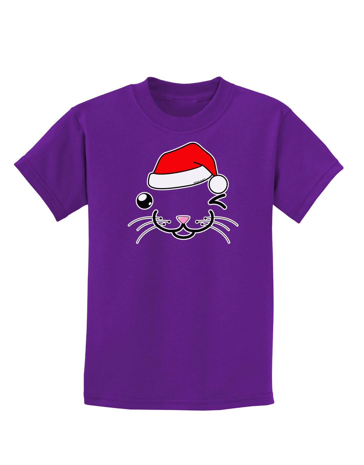 Kyu-T Face Kattio Santa Hat Boy Cat Childrens Dark T-Shirt-Childrens T-Shirt-TooLoud-Purple-X-Small-Davson Sales
