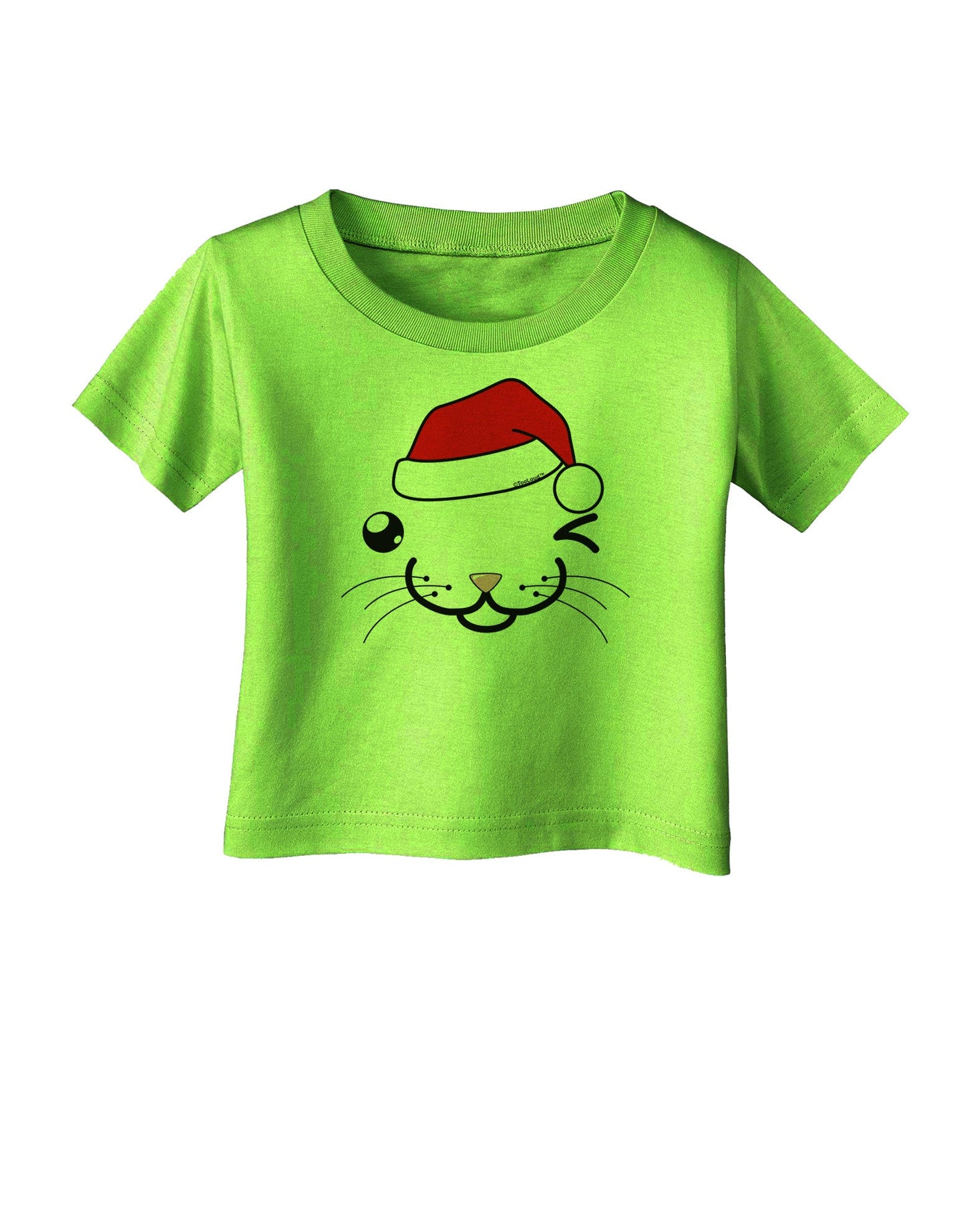 Kyu-T Face Kattio Santa Hat Boy Cat Infant T-Shirt-Infant T-Shirt-TooLoud-Lime-Green-06-Months-Davson Sales