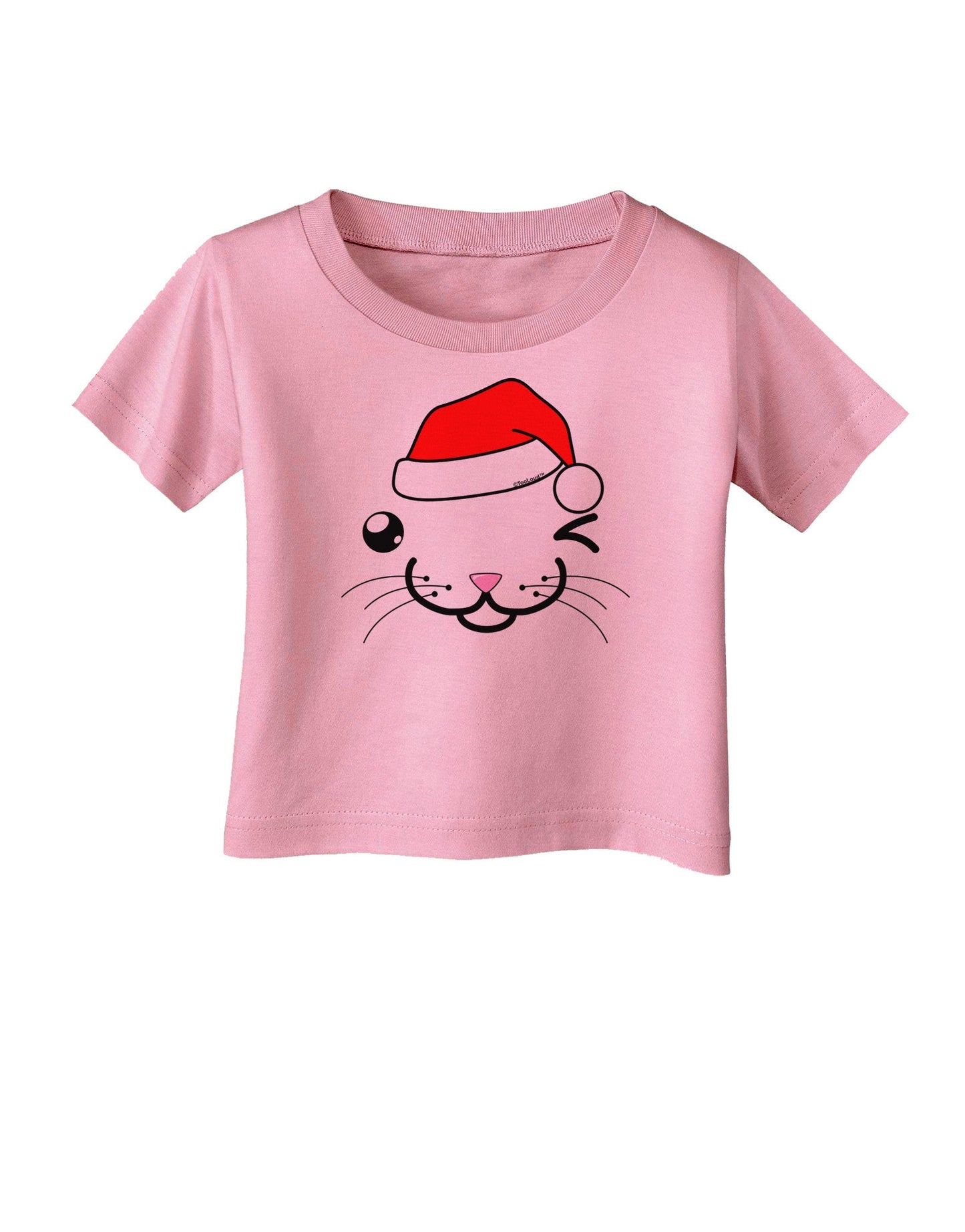Kyu-T Face Kattio Santa Hat Boy Cat Infant T-Shirt-Infant T-Shirt-TooLoud-Candy-Pink-06-Months-Davson Sales