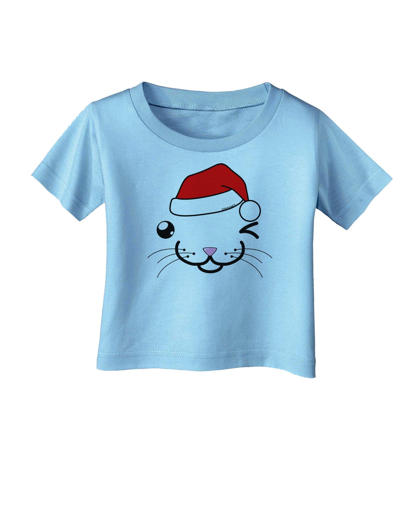 Kyu-T Face Kattio Santa Hat Boy Cat Infant T-Shirt-Infant T-Shirt-TooLoud-Aquatic-Blue-06-Months-Davson Sales