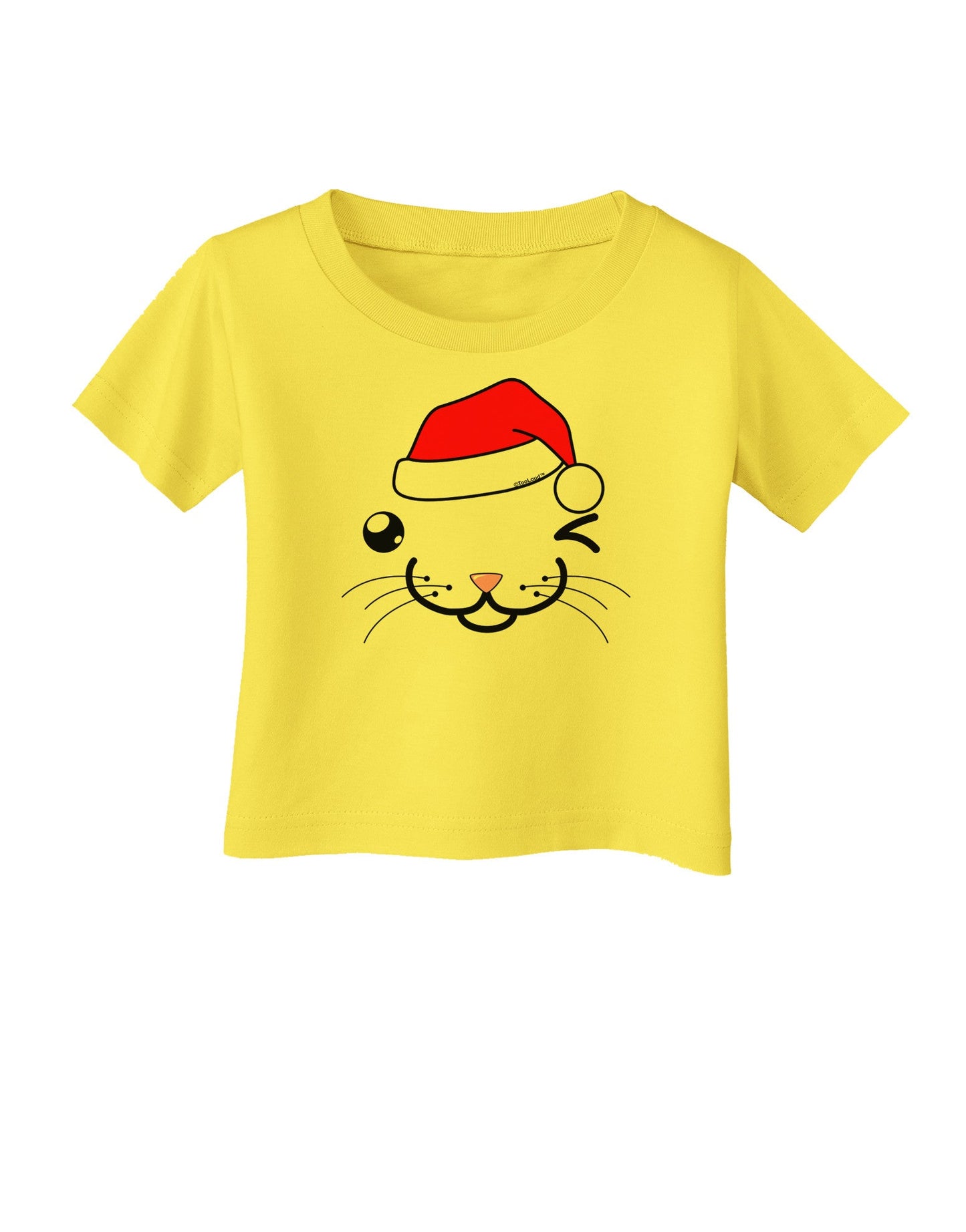Kyu-T Face Kattio Santa Hat Boy Cat Infant T-Shirt-Infant T-Shirt-TooLoud-Yellow-06-Months-Davson Sales