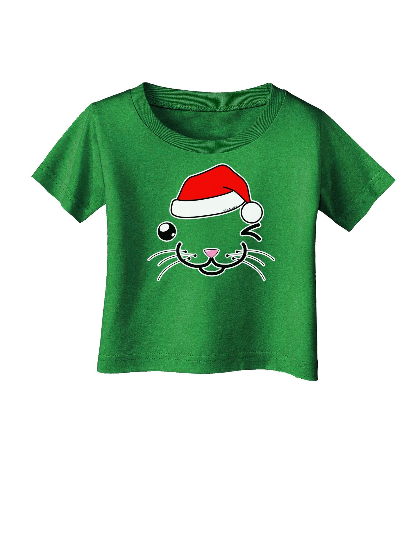 Kyu-T Face Kattio Santa Hat Boy Cat Infant T-Shirt Dark-Infant T-Shirt-TooLoud-Clover-Green-06-Months-Davson Sales