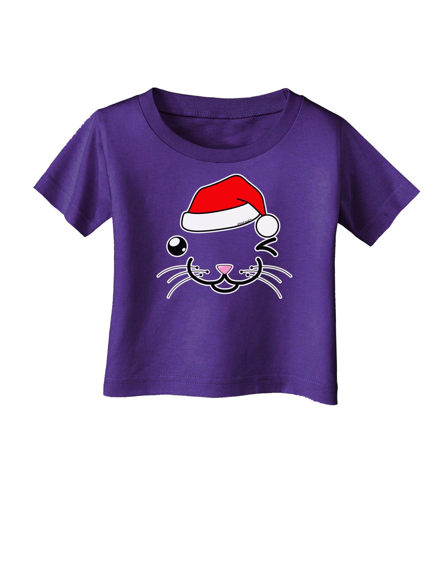 Kyu-T Face Kattio Santa Hat Boy Cat Infant T-Shirt Dark-Infant T-Shirt-TooLoud-Purple-06-Months-Davson Sales