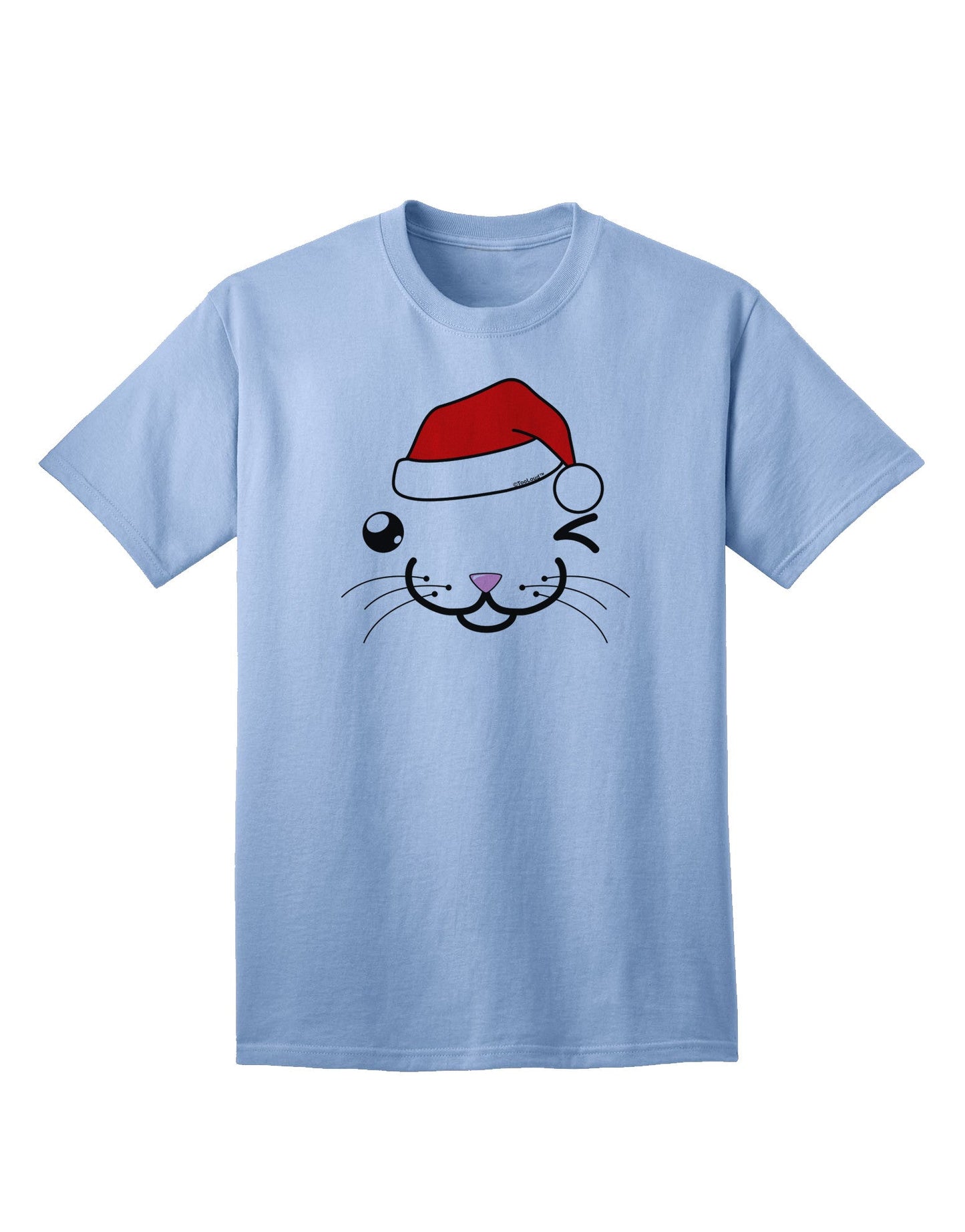 Kyu-T Face Kattio Santa Hat Boy Cat: Premium Adult T-Shirt Collection-Mens T-shirts-TooLoud-Light-Blue-Small-Davson Sales