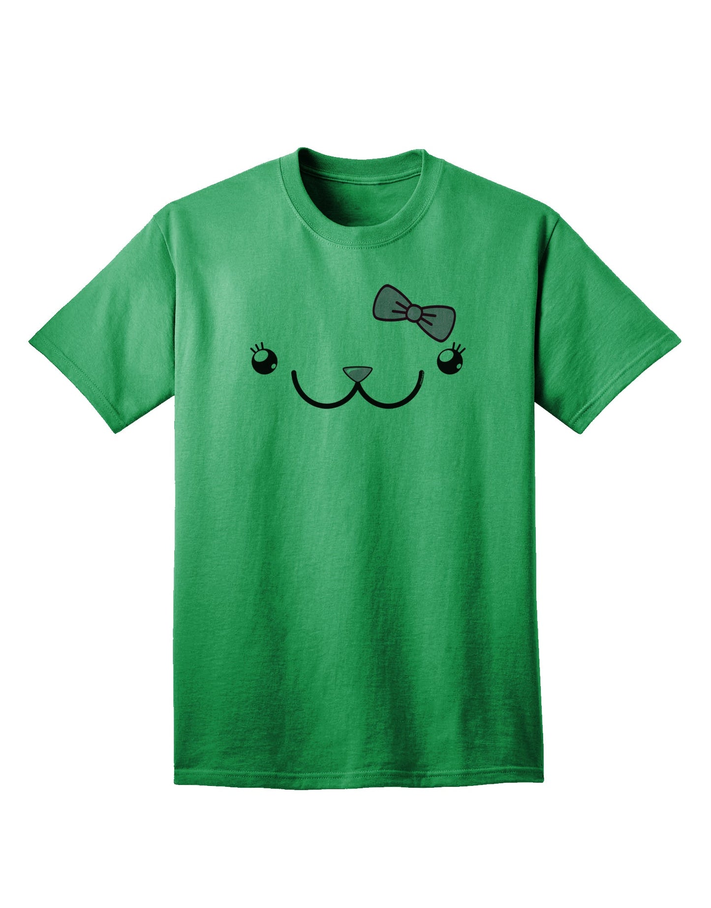 Kyu-T Face - Kawa Cute Girl Animal Adult T-Shirt: A Charming Addition to Your Wardrobe-Mens T-shirts-TooLoud-Kelly-Green-Small-Davson Sales