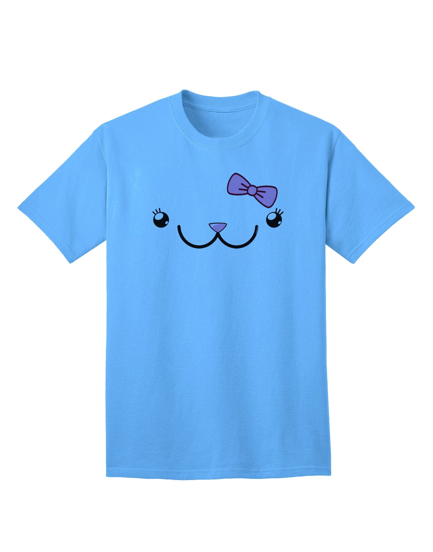 Kyu-T Face - Kawa Cute Girl Animal Adult T-Shirt: A Charming Addition to Your Wardrobe-Mens T-shirts-TooLoud-Aquatic-Blue-Small-Davson Sales