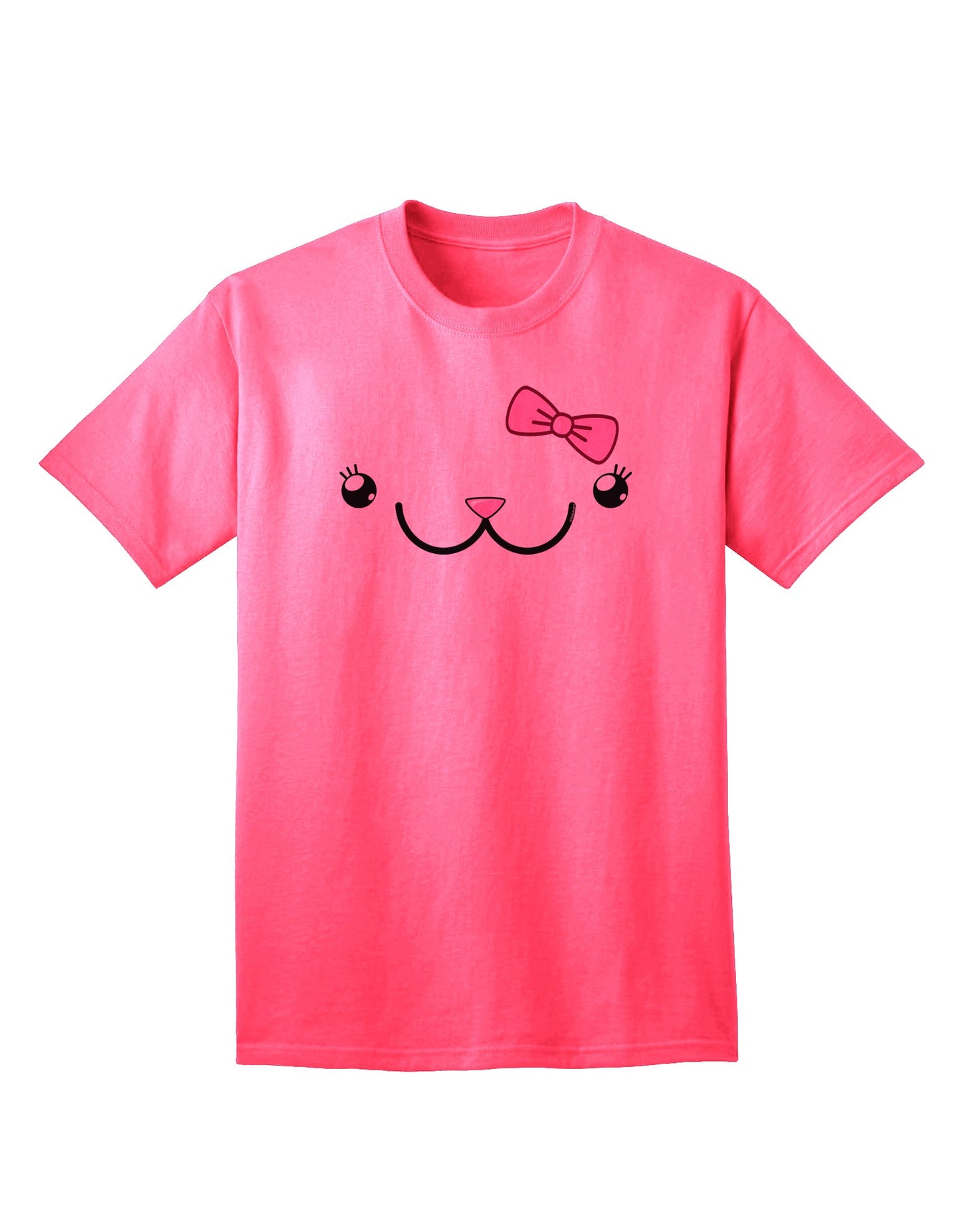 Kyu-T Face - Kawa Cute Girl Animal Adult T-Shirt: A Charming Addition to Your Wardrobe-Mens T-shirts-TooLoud-Neon-Pink-Small-Davson Sales