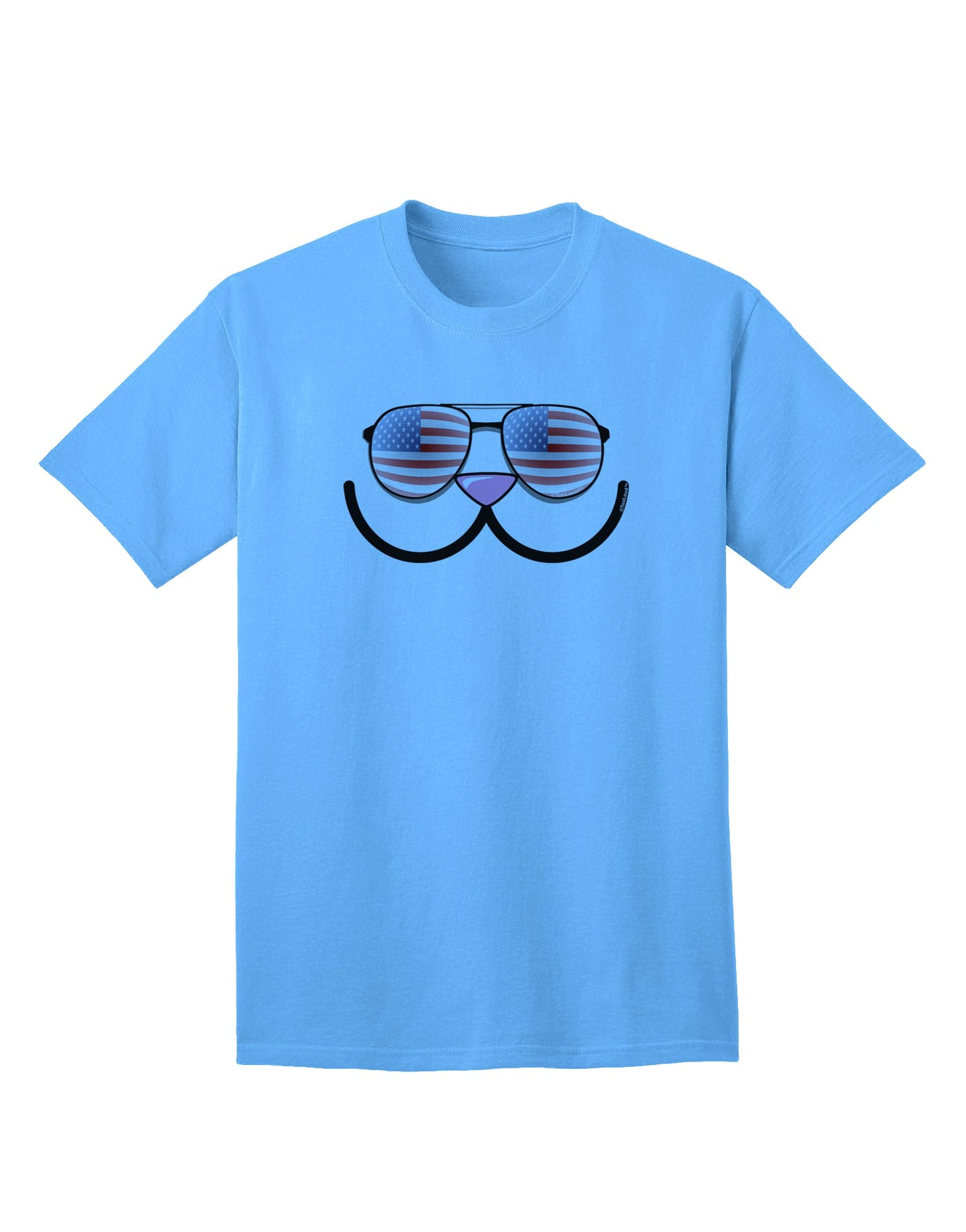 Kyu-T Face - Kawa Patriotic Sunglasses Adult T-Shirt: A Stylish and Patriotic Addition to Your Wardrobe-Mens T-shirts-TooLoud-Aquatic-Blue-Small-Davson Sales