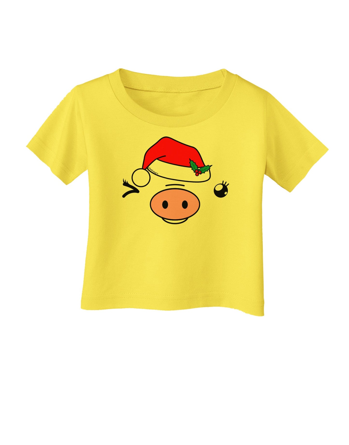 Kyu-T Face Oinkette Santa Hat Girl Pig Infant T-Shirt-Infant T-Shirt-TooLoud-Yellow-06-Months-Davson Sales