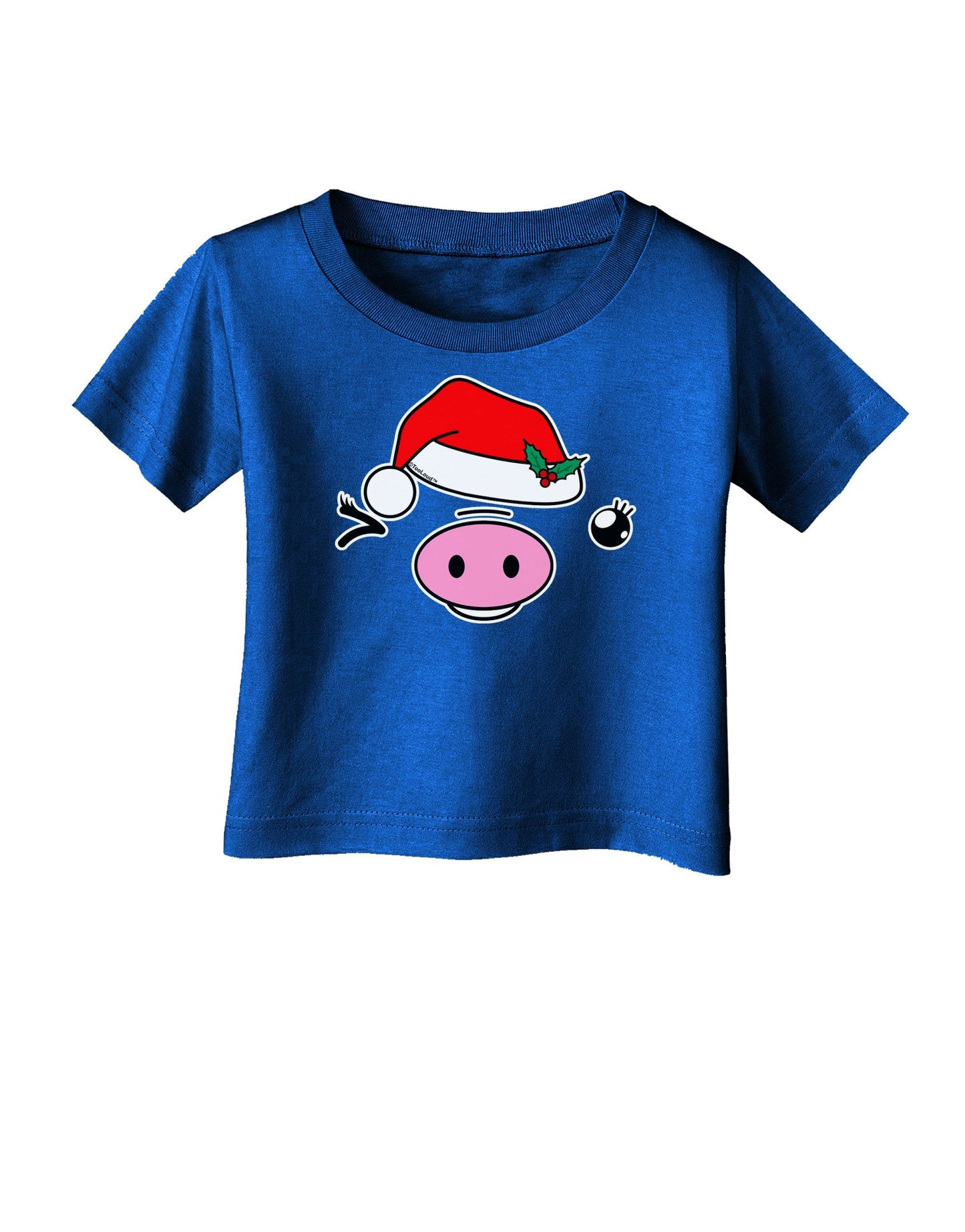 Kyu-T Face Oinkette Santa Hat Girl Pig Infant T-Shirt Dark-Infant T-Shirt-TooLoud-Royal-Blue-06-Months-Davson Sales