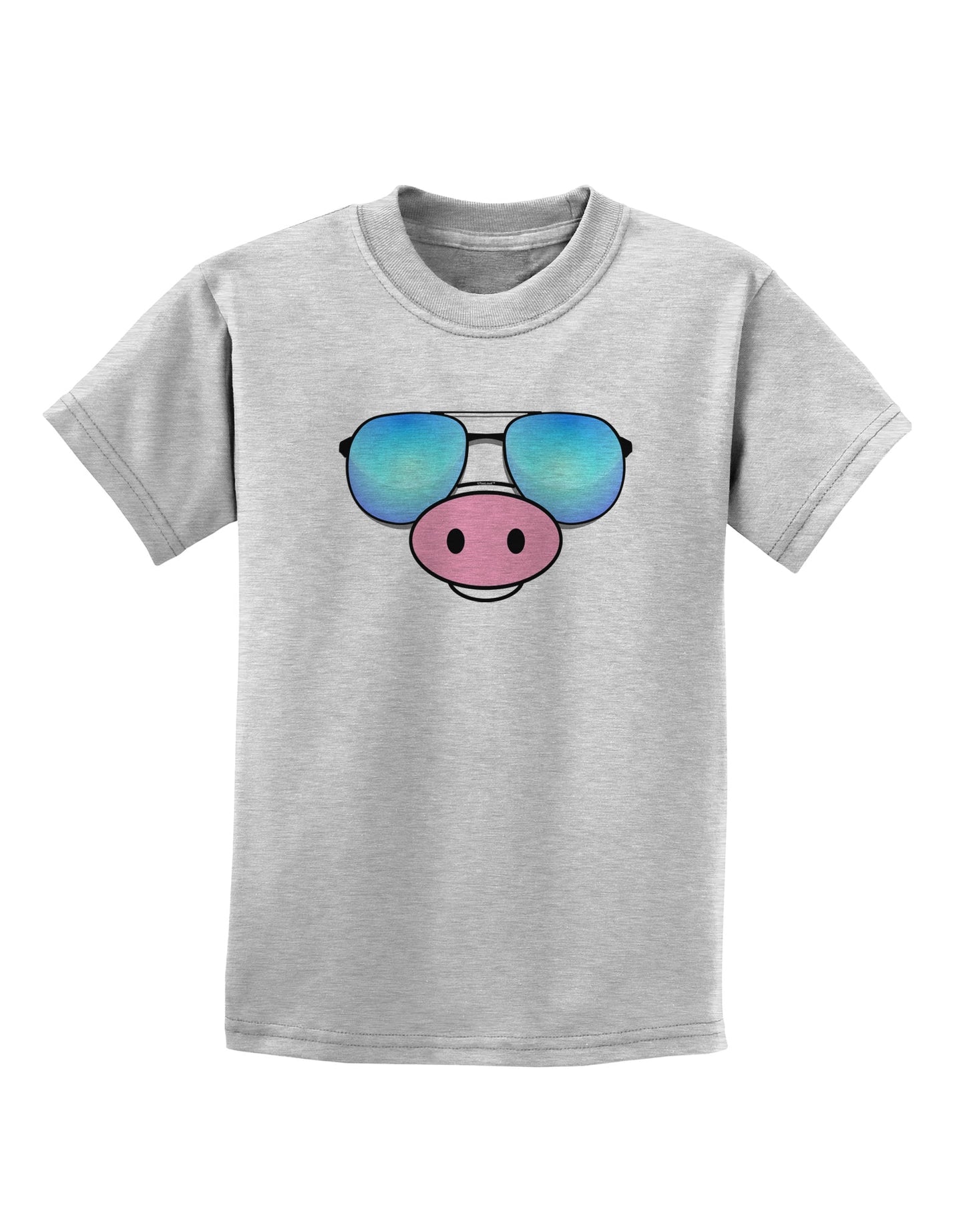 Kyu-T Face - Oinkz Cool Sunglasses Childrens T-Shirt-Childrens T-Shirt-TooLoud-AshGray-X-Small-Davson Sales
